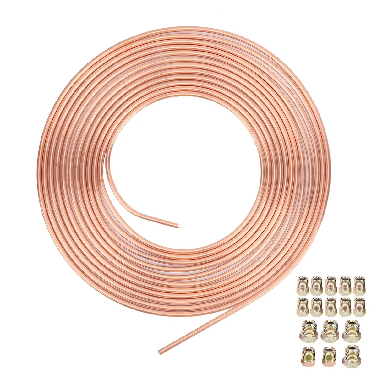 Tubería de línea de freno de cobre níquel, 3/16 pulg. De diámetro exterior, 25 pies, kit de tubería de línea de freno de cobre níquel, bobina y ajuste, flexibilidad perfecta