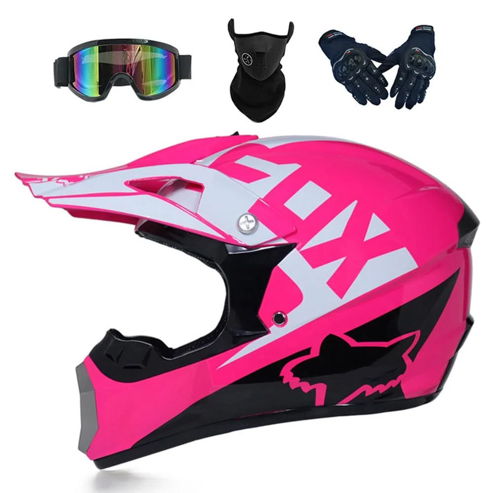 Casco Moto Niño Juvenil Casco Motocross Adultos Cascos Cruzados Offroad ATV MX Enduro Cascos Integral De Descenso MTB Certificado Dot/ECE con Gafas Máscara Guantes