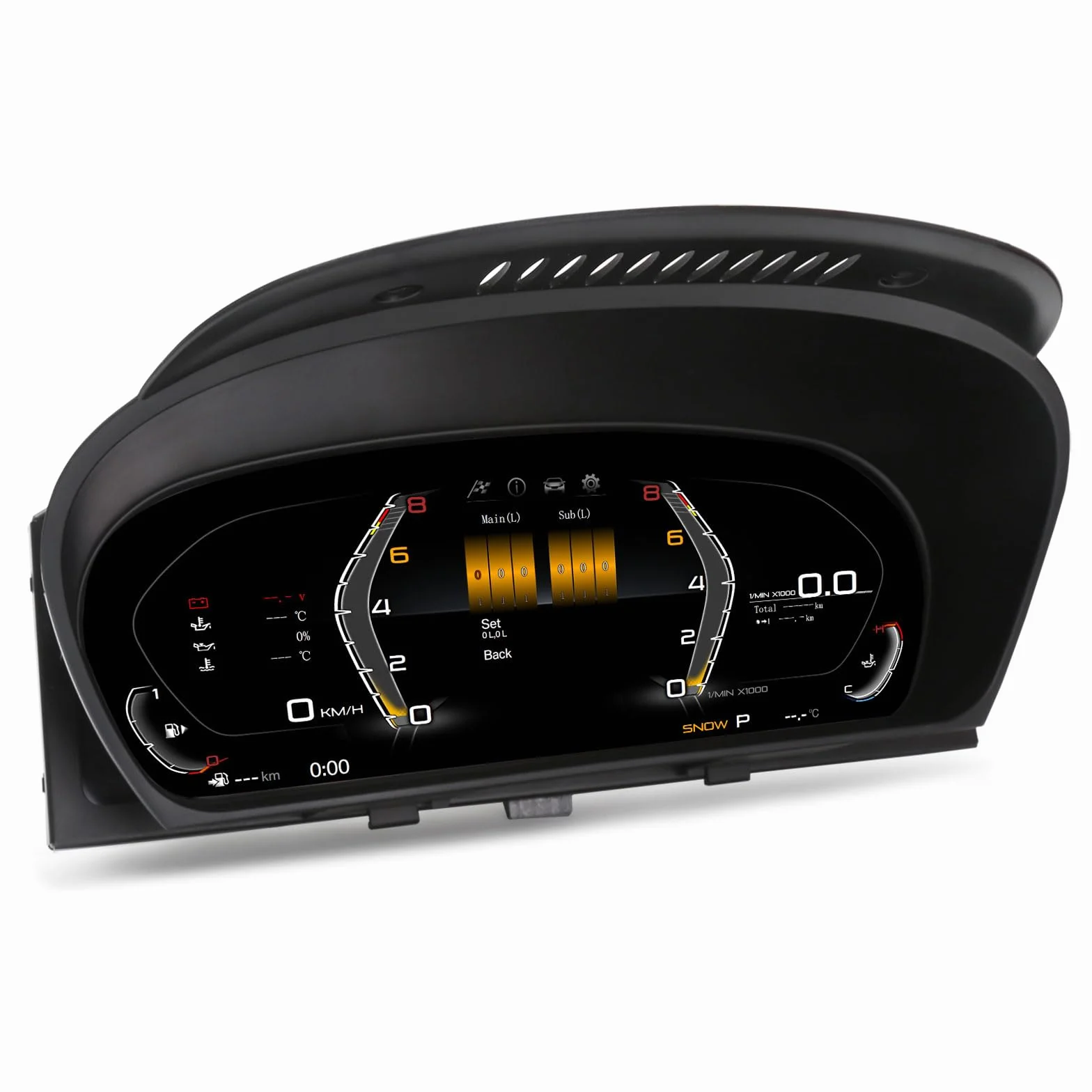 Velocímetro digital LCD de 12,3 pulgadas para BMW 5 Serie E60 E61 X5 E70 X6 E71 con sistema CiC y CCC Tacómetro salpicadero Cluster Instrumentos de repuesto 7-UI Control del volante Plug & Play HD