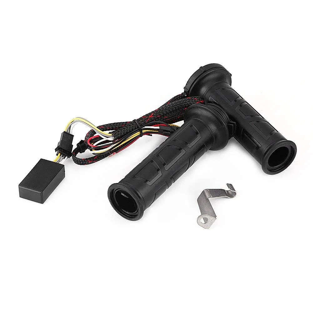 EVGATSAUTO Empuñaduras eléctricas calientes, 1 par de 22 mm (7/8 pulgadas) de potencia ajustable (12 W-24 W) Empuñaduras eléctricas calefactadas Manillar caliente caliente para motocicleta Negro