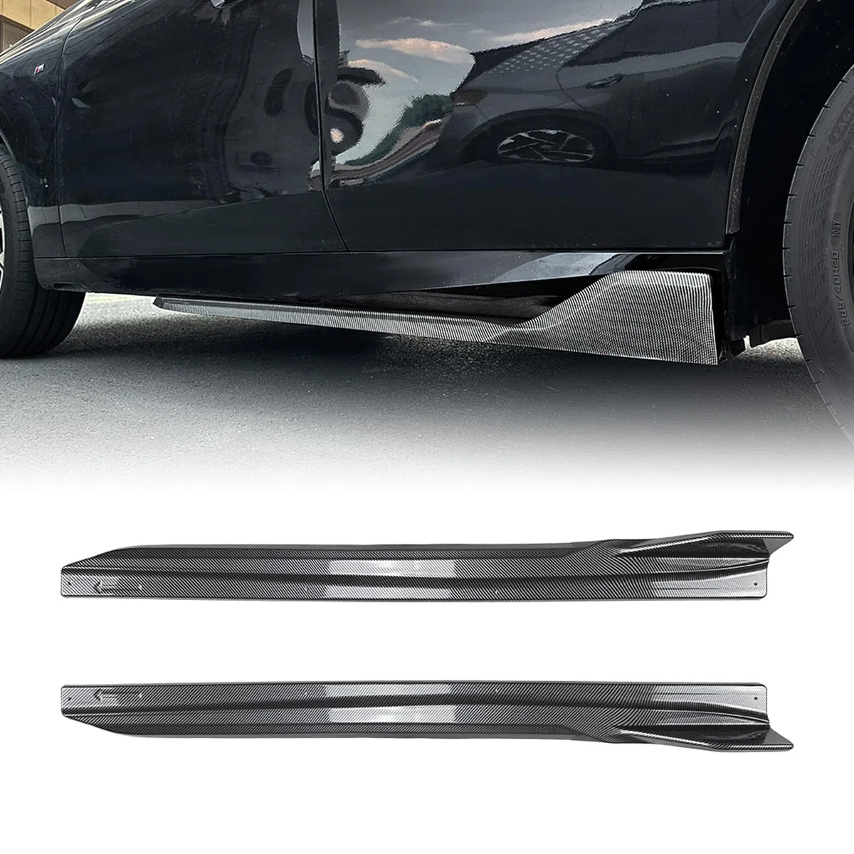 Panel de extensión de faldón lateral de coche para BMW X3 G45 G48 M Sport 2024 2025, aspecto negro/carbono