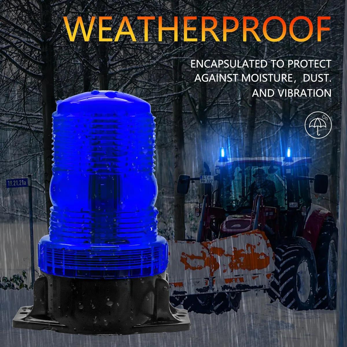 Biqing 1PC Luz de Baliza de Advertencia LED Azul,30LED Luces de Advertencia Estroboscópicas 12V 24V Luz Rotativa de Advertencia Estroboscopica para Autobús escolar Tractor Excavadoras Camión