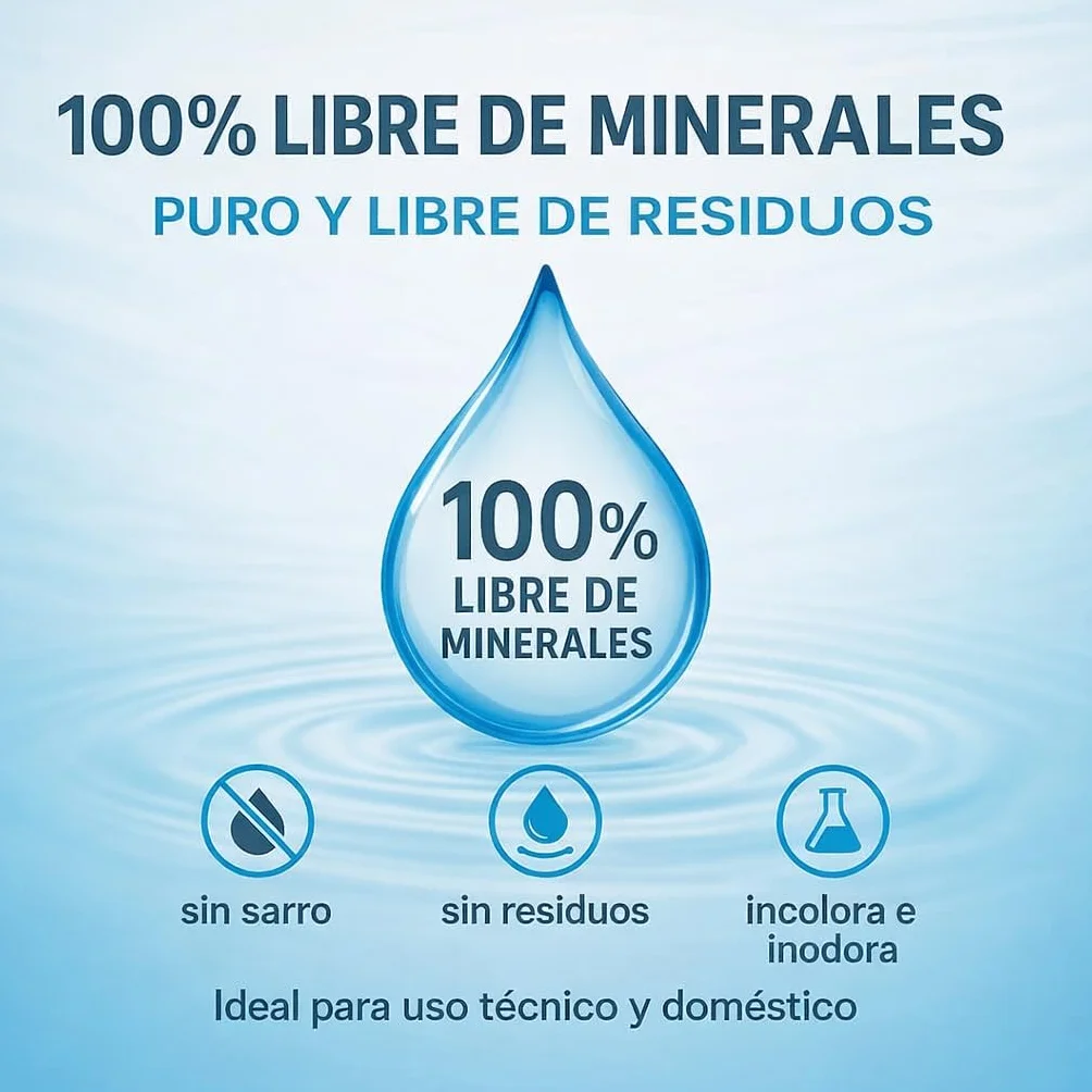 GiDeli Agua desmineralizada, 5 x 5 l, agua destilada para planchas, baterías, radiadores, humidificadores, acuarios y laboratorios, agua sin cal, inodoro, transparente