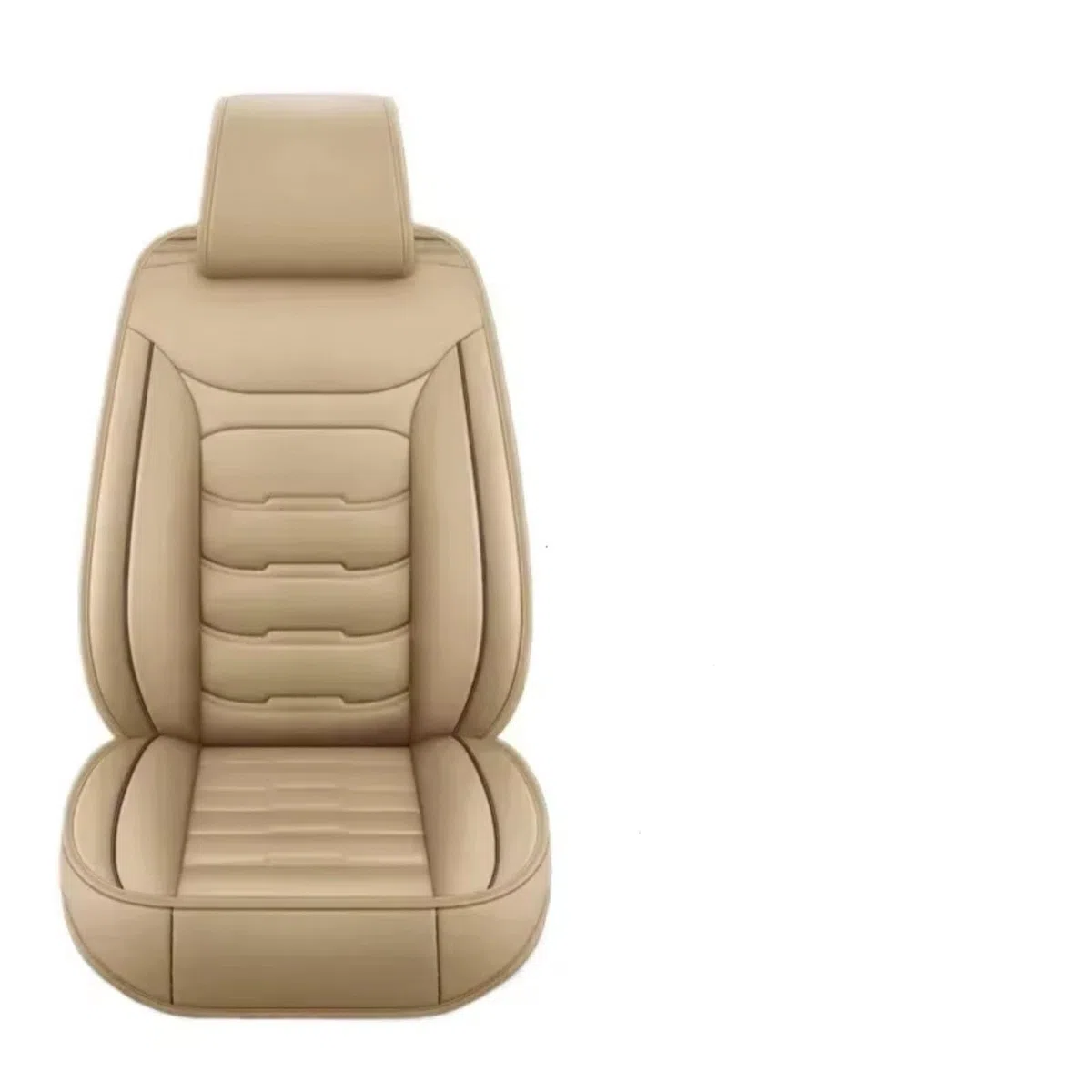 Protector Asiento Coche Juego Fundas Asientos Coche Cuero PU Protector Banco Dividido Frontal Único Ajuste Universal Mayoría Coches SUV Cuatro Estaciones(Beige- x 1)