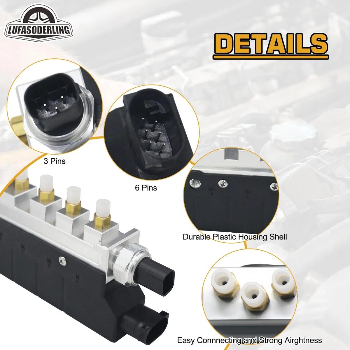 Bloque Válvula Solenoide Suspensión Neumática Compatible Para Mercedes-Benz W220 S320 S350 S400 S430 S500 S600 S55 AMG S63 AMG 2203200258 220 320 02 58 A2203200258 A 220 320 02 58
