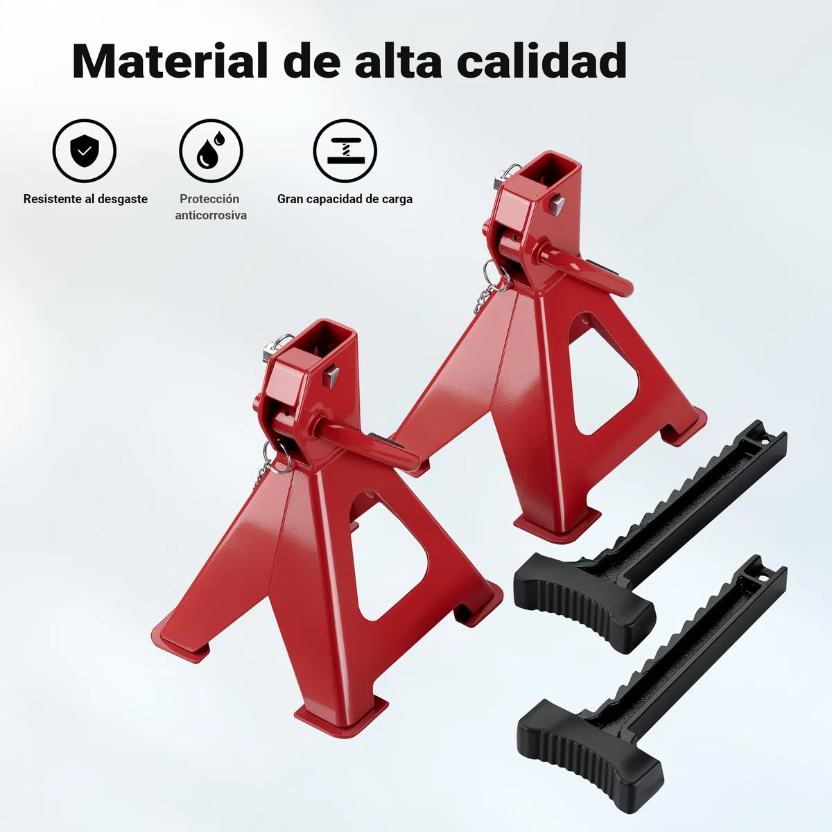 WilTec Set de 2 caballetes para Coches Altura Ajustable 41-58 cm hasta 6 toneladas Soportes de Gato Eje de Coche con Doble Bloqueo de Seguridad, Base Amplia Cubierta de Goma Antideslizante