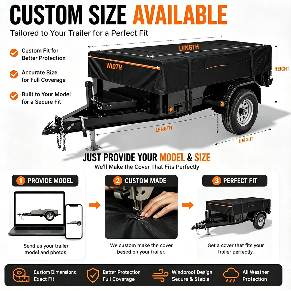 Funda Remolque para Brenderup 3251S Trailer 2010-pr | Custom Cubierta Protectora Carga Utilitario y Camping Trailer Cover