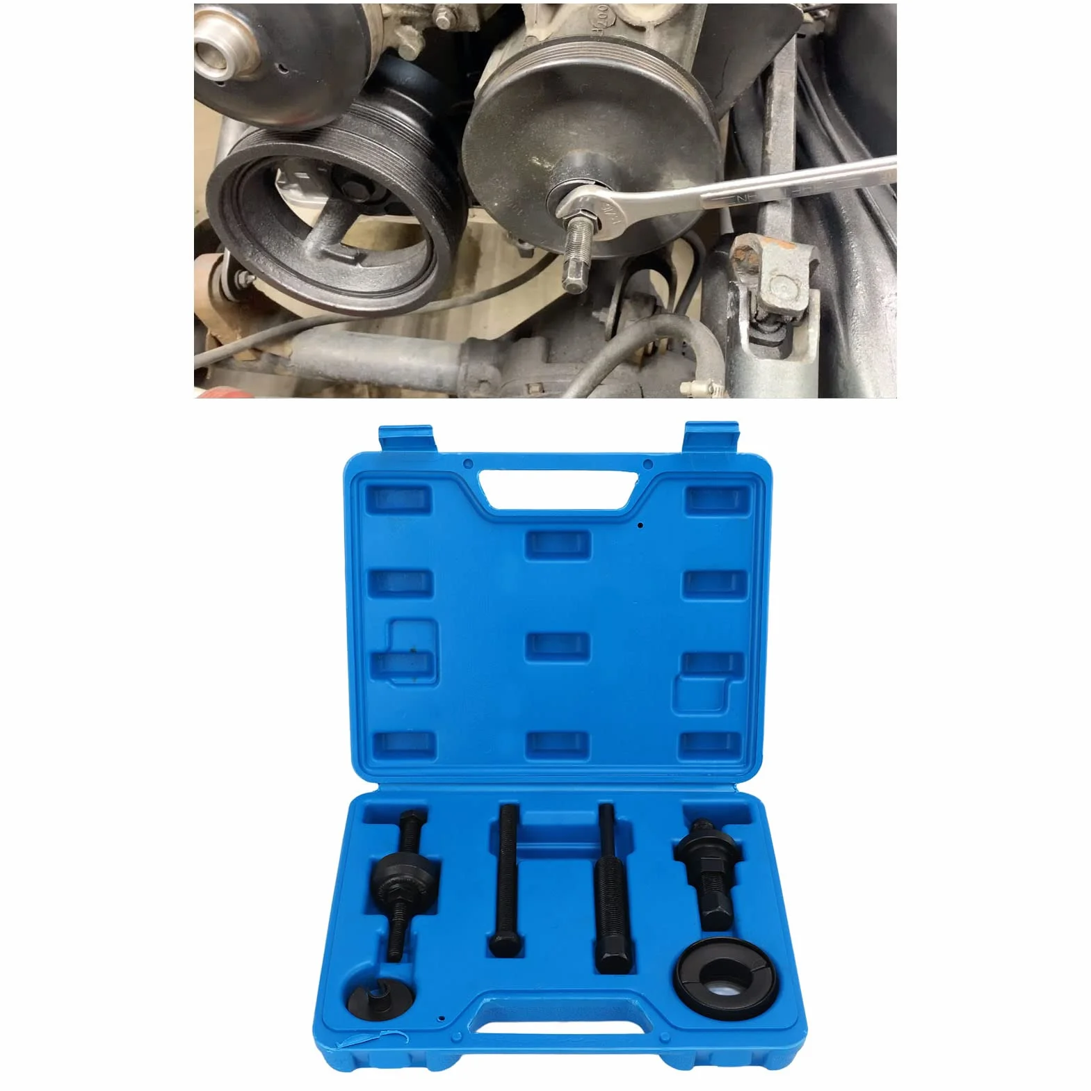 Aramox Instalador de Polea de Bomba de Dirección Asistida Kit de Herramientas de Extractor de Polea de Bomba de Dirección Asistida Reemplazo de Acero Al Cromo Vanadio para C111 C2