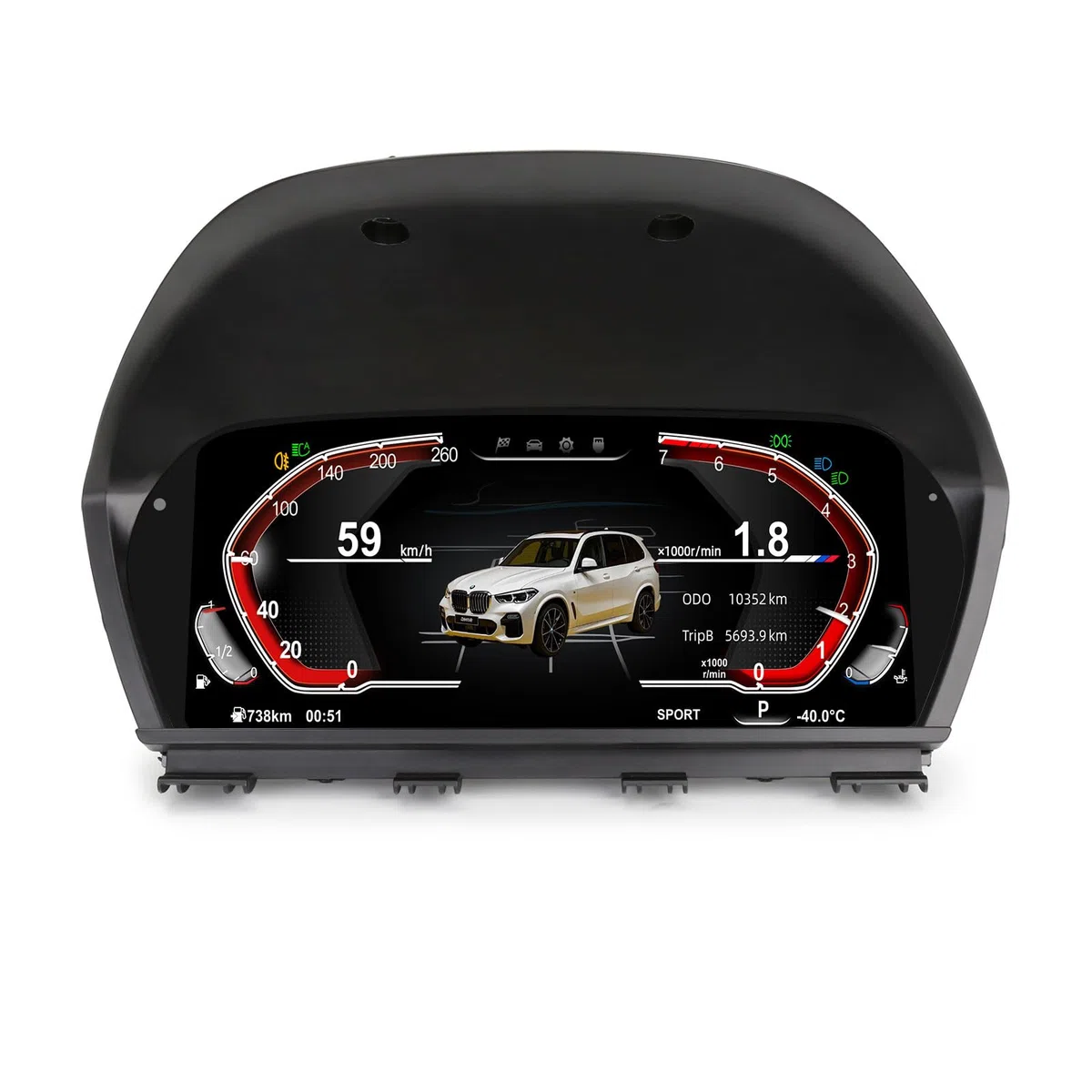 10" HD LCD Cuadro de Instrumentos Digital Pantalla para BMW Serie 1 F20/F50, Serie 2 F22/F45, X1 F48/F49, X2 F39, Digital Instrument Cluster, Velocímetro Digital, 5 UI, Plug & Play, Control Volante