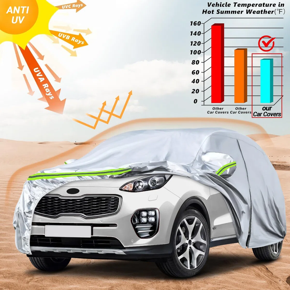 Funda de coche exterior resistente al agua para Kia Sportage 2010-2025, lona completa de verano, protección contra lluvia, sol, polvo y UV