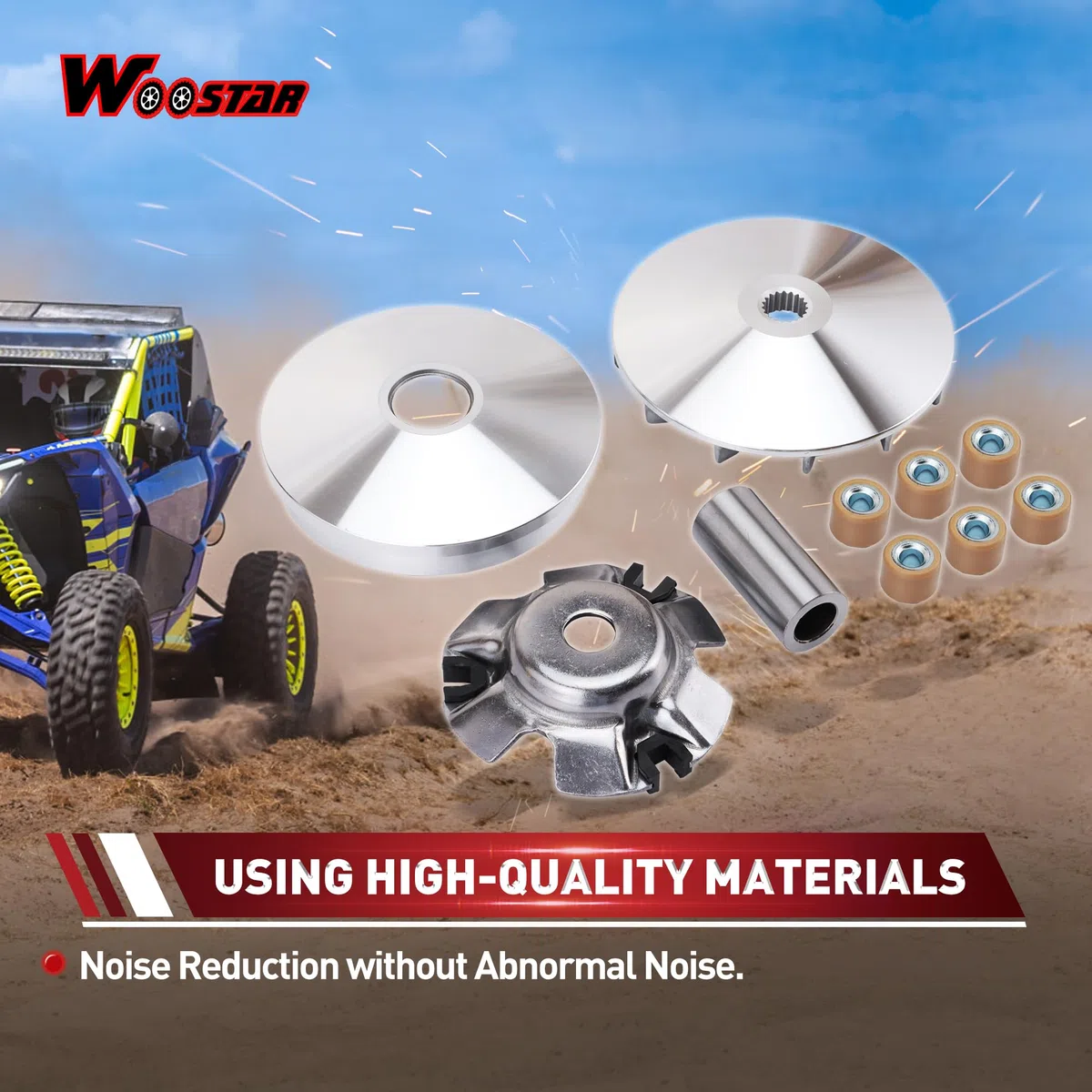 WOOSTAR Ensamblaje Completo de Rodillos Variador Reemplazo para 4 Tiempos GY6 125cc 150cc Scooter Go Kart 152QMI 157QMJ Motor