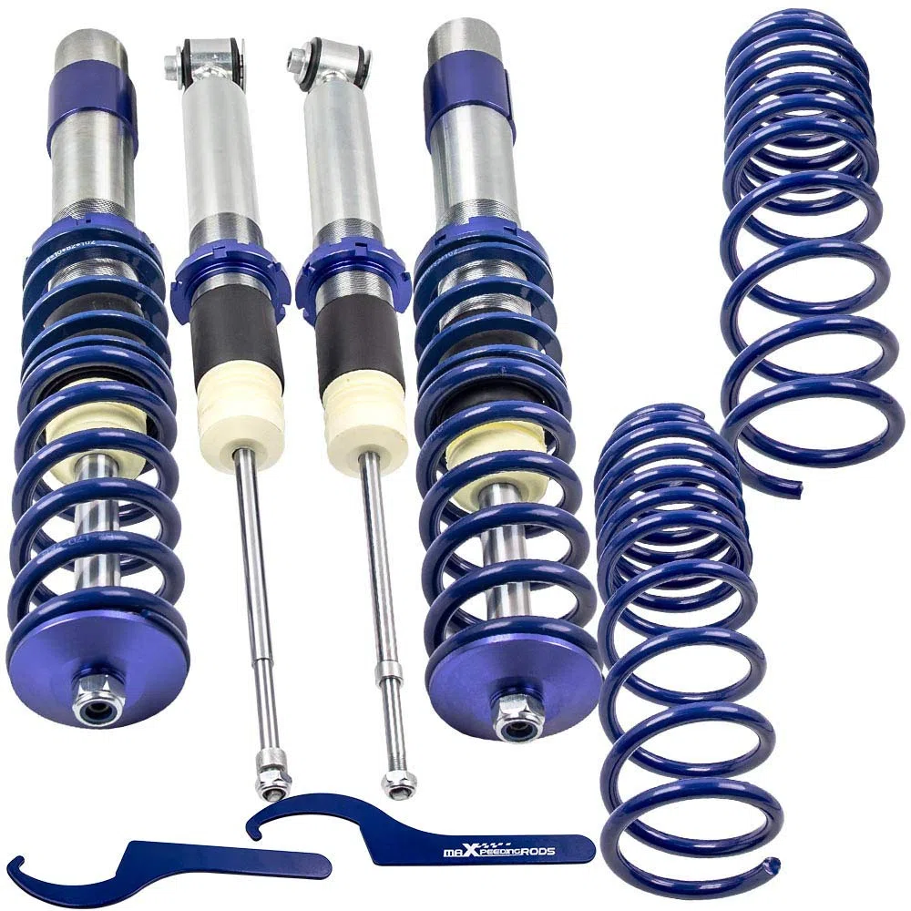 maXpeedingrods 4X Coilover, Amortiguador Roscado para BMW E39 5-Series Sedan 95-03, Suspensión con Muelle para 520i/523i/525i/528i/530i/ 520D/525D/TD/TDS/530D Azul