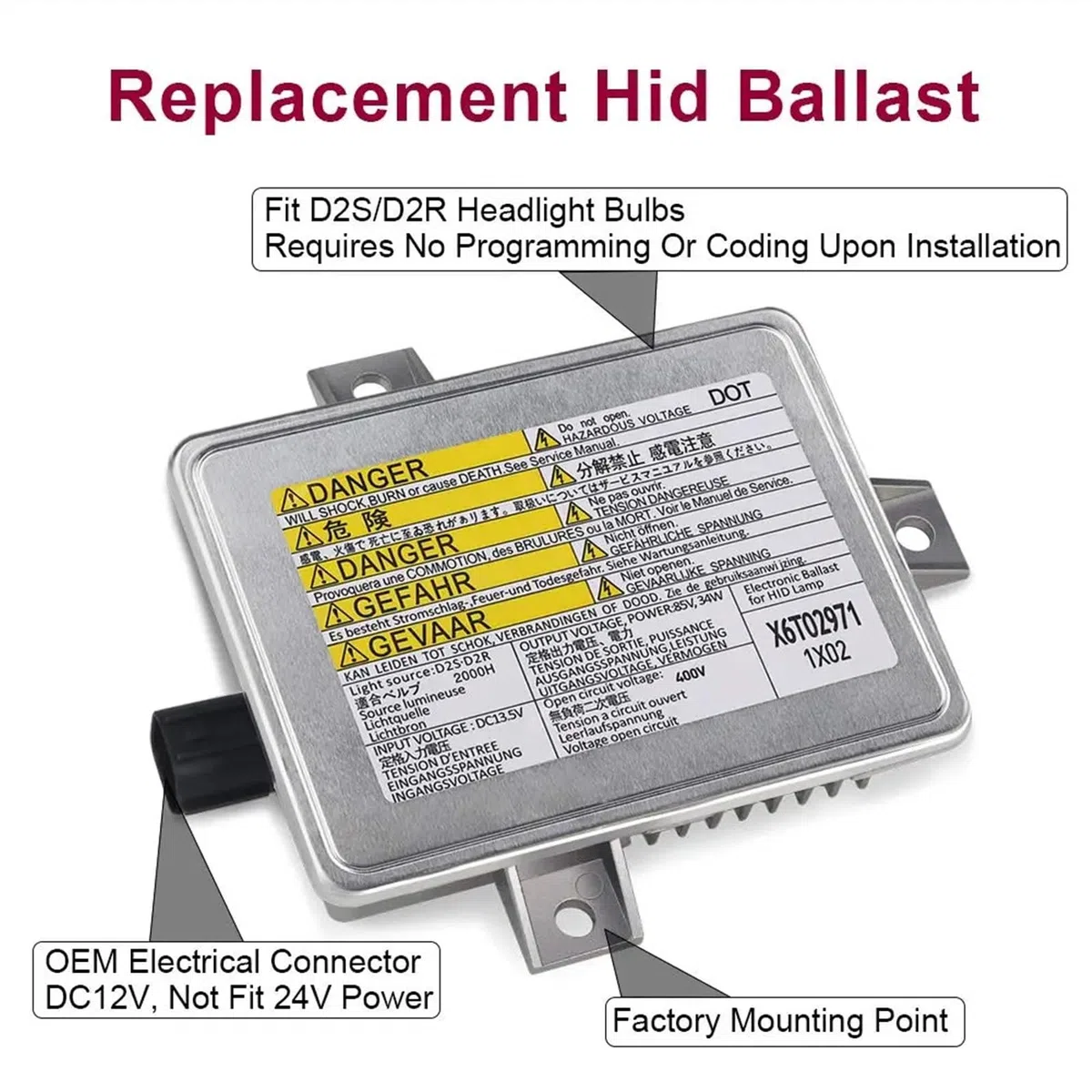 Balastro Centralita Compatible con Mitsubishi para Grandis 2003 2004 2005 2006 2007 2008 2009 2010 2011 Xenón HID Faro Balasto W3T10471 X6T02991 33119-S0K-A10