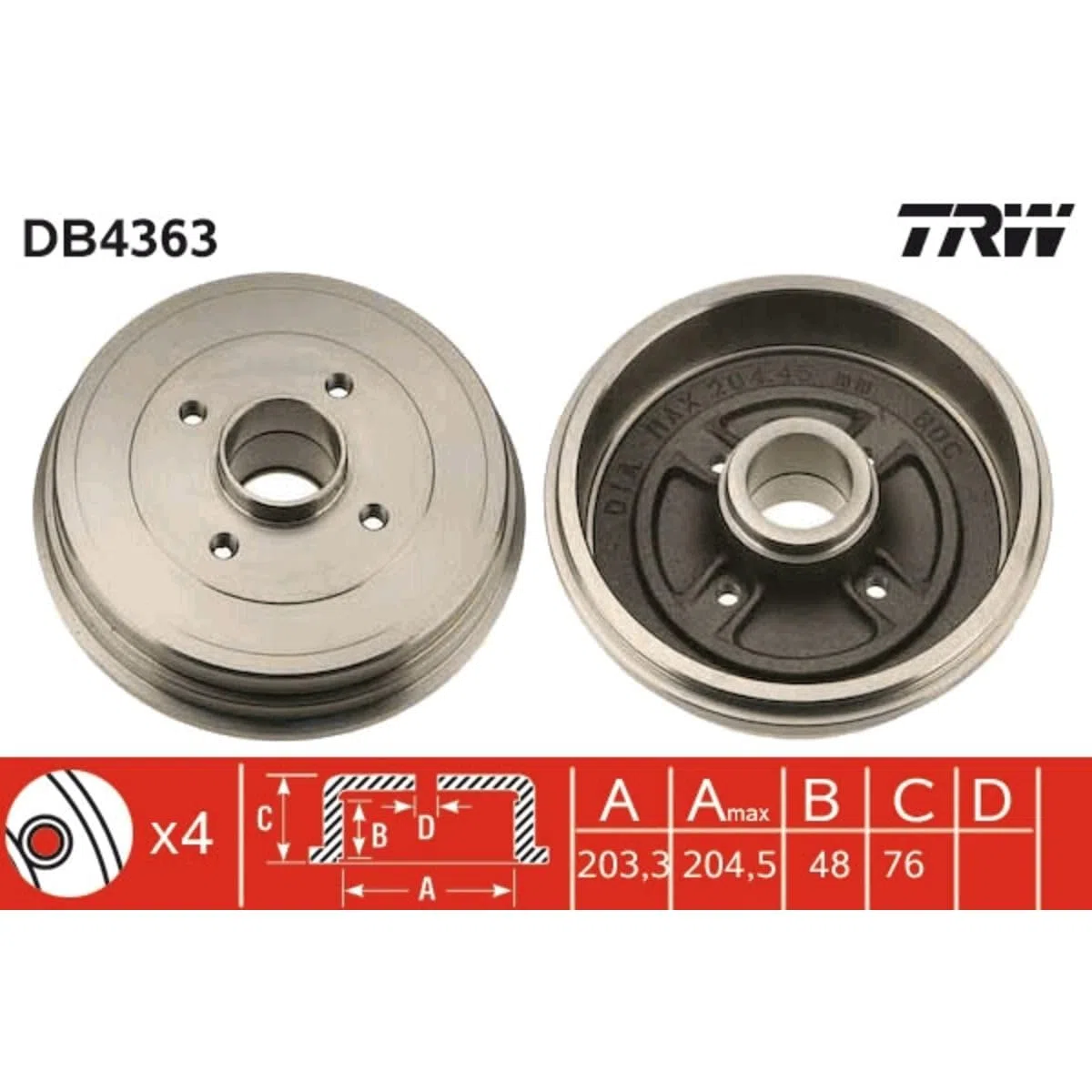 TRW Automotive AfterMarket DB4363 tambor de freno