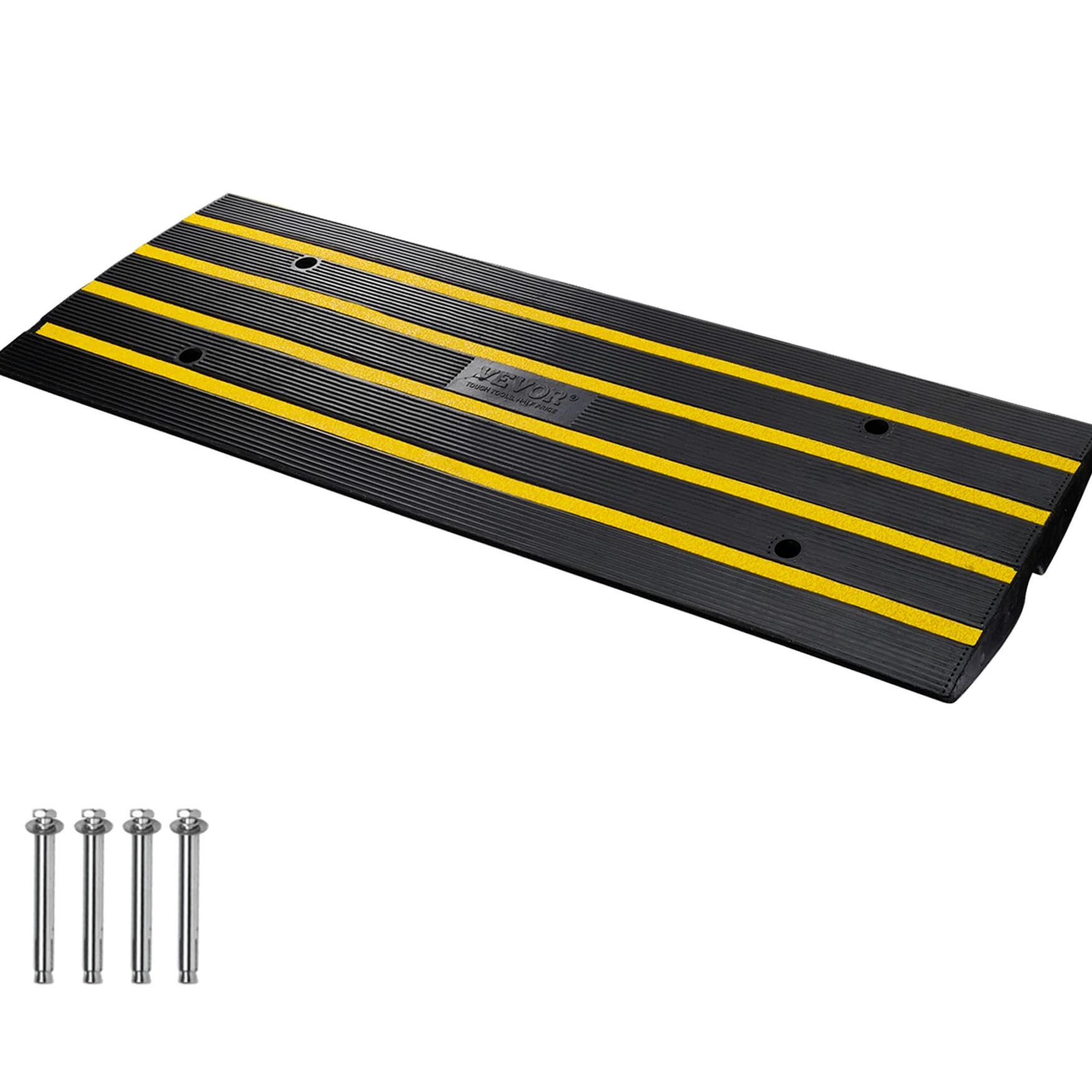 VEVOR Rampa para Silla de Ruedas Altura de 6,5 cm Rampa de Goma Carga de 15 t Rampa Antideslizante Extensible para Silla de Ruedas para Muelle de Carga Puerta de Entrada de Garaje, 122 x 40,5 x 6,5 cm