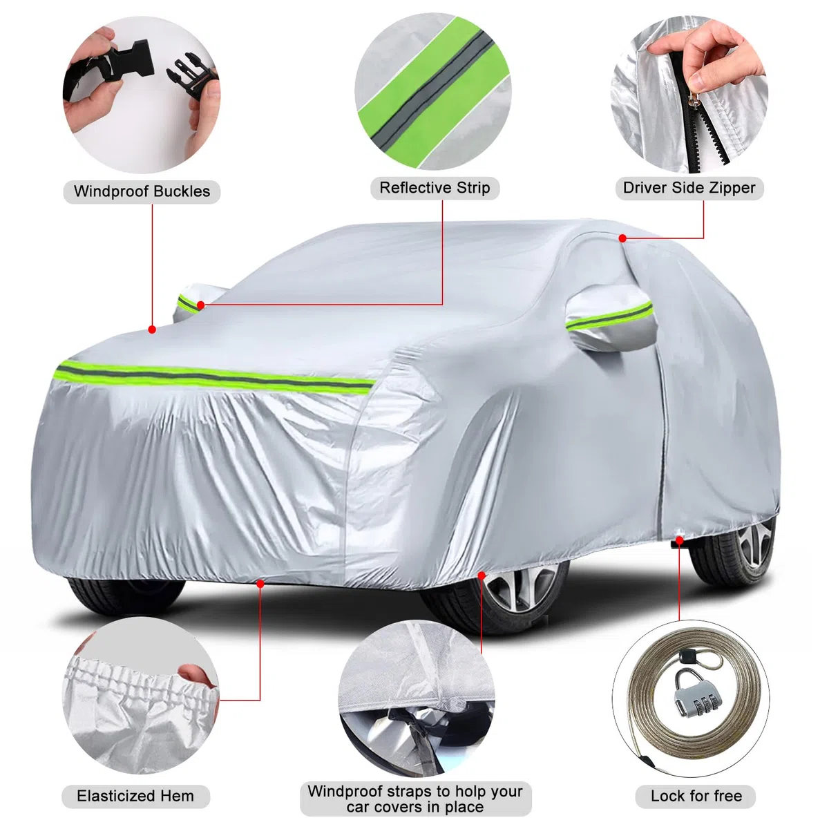 Funda de coche exterior resistente al agua para Kia Sportage 2010-2025, lona completa de verano, protección contra lluvia, sol, polvo y UV