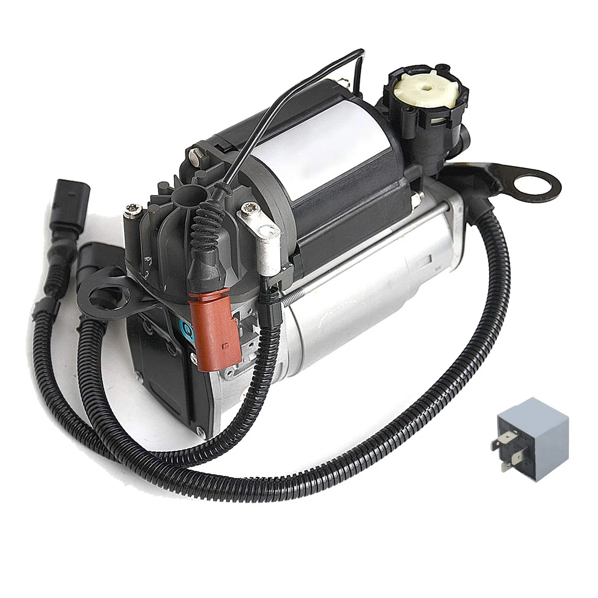 Bomba de compresor de suspensión neumática con relé compatible con A8 S8 Quattr0 5.2l, 6.0l 4E0 616 007 C 4E0 616 005 E 4E0 616 005 G 4E0 616 007 A 4E0 616 007 E 4154033090