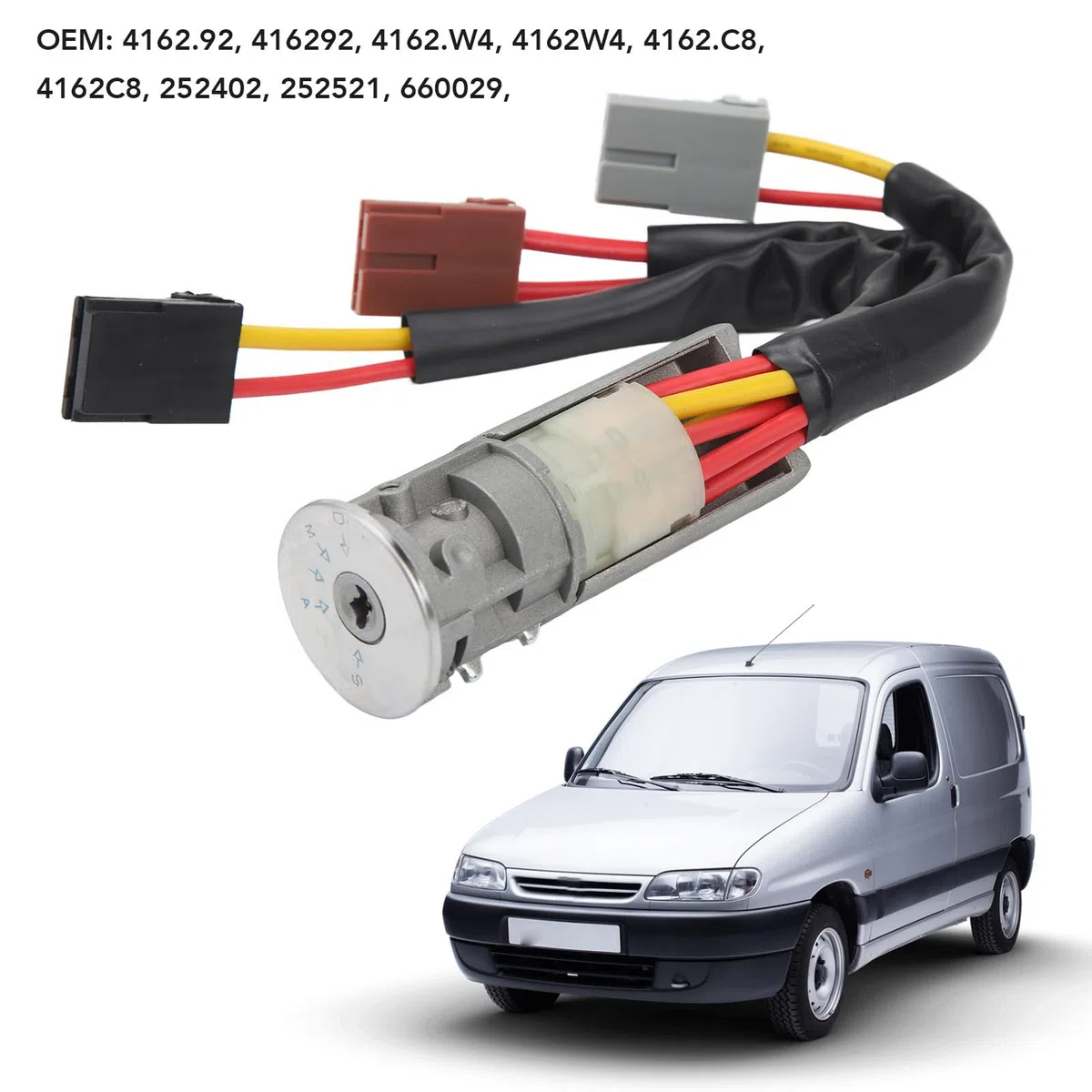 Qiilu Cerradura de Cilindro de Dirección de Encendido con Llaves 252521 Reemplazo para AX Berlingo Evasion Jumpy Saxo Xsara Reemplazo para Berlingo