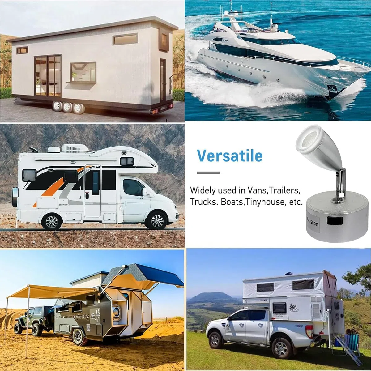12V Led Lámparas Caravana, 12V Lectura Lámpara Cama, 3 Temperaturas de Color, 3w, Interruptor Táctil Dimmer, 12V Led Foco, Luces Led para Coche Camión Caravana Camping Barco(2 Piezas)