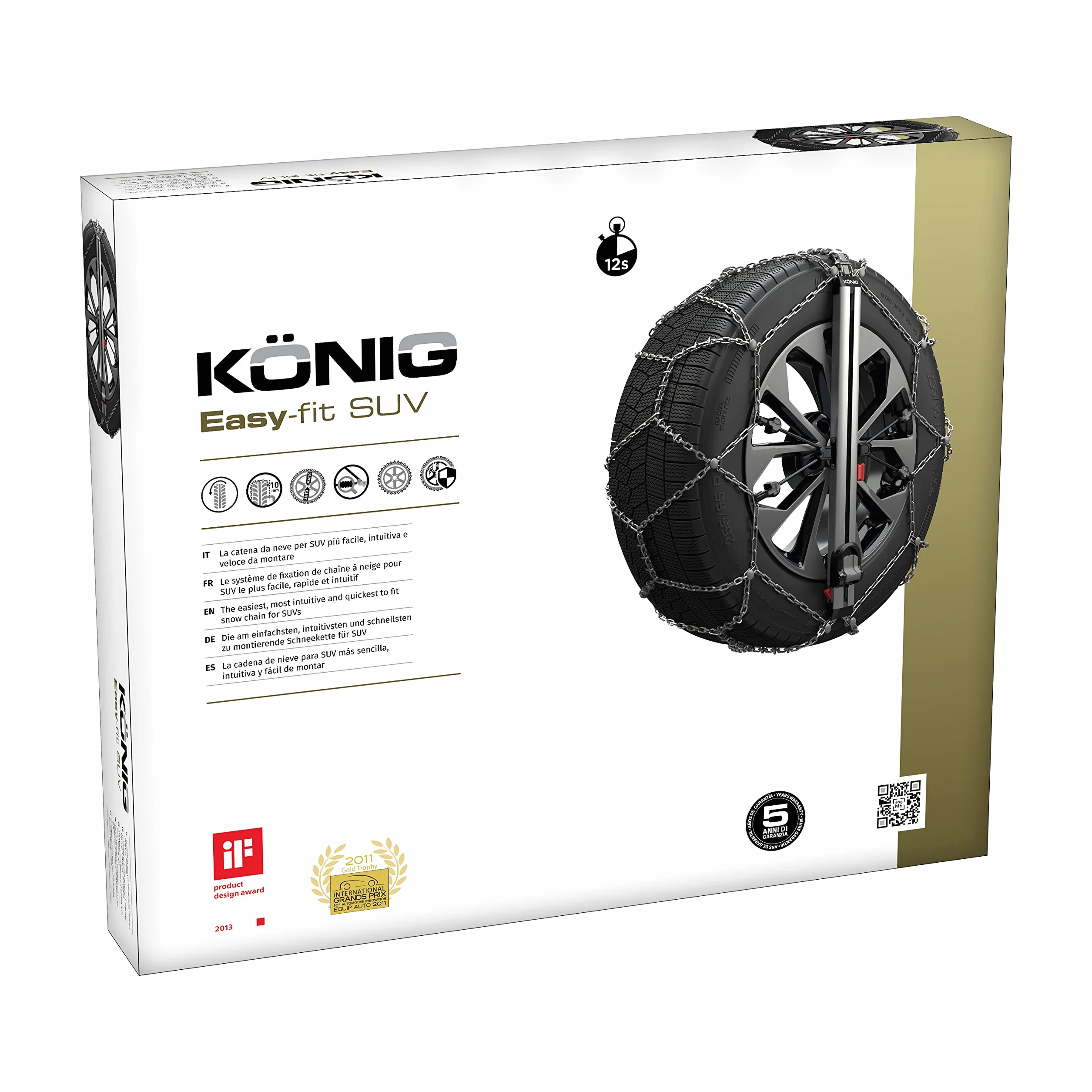 KÖNIG EASY-FIT SUV 247 - Cadenas para la nieve, 2 piezas