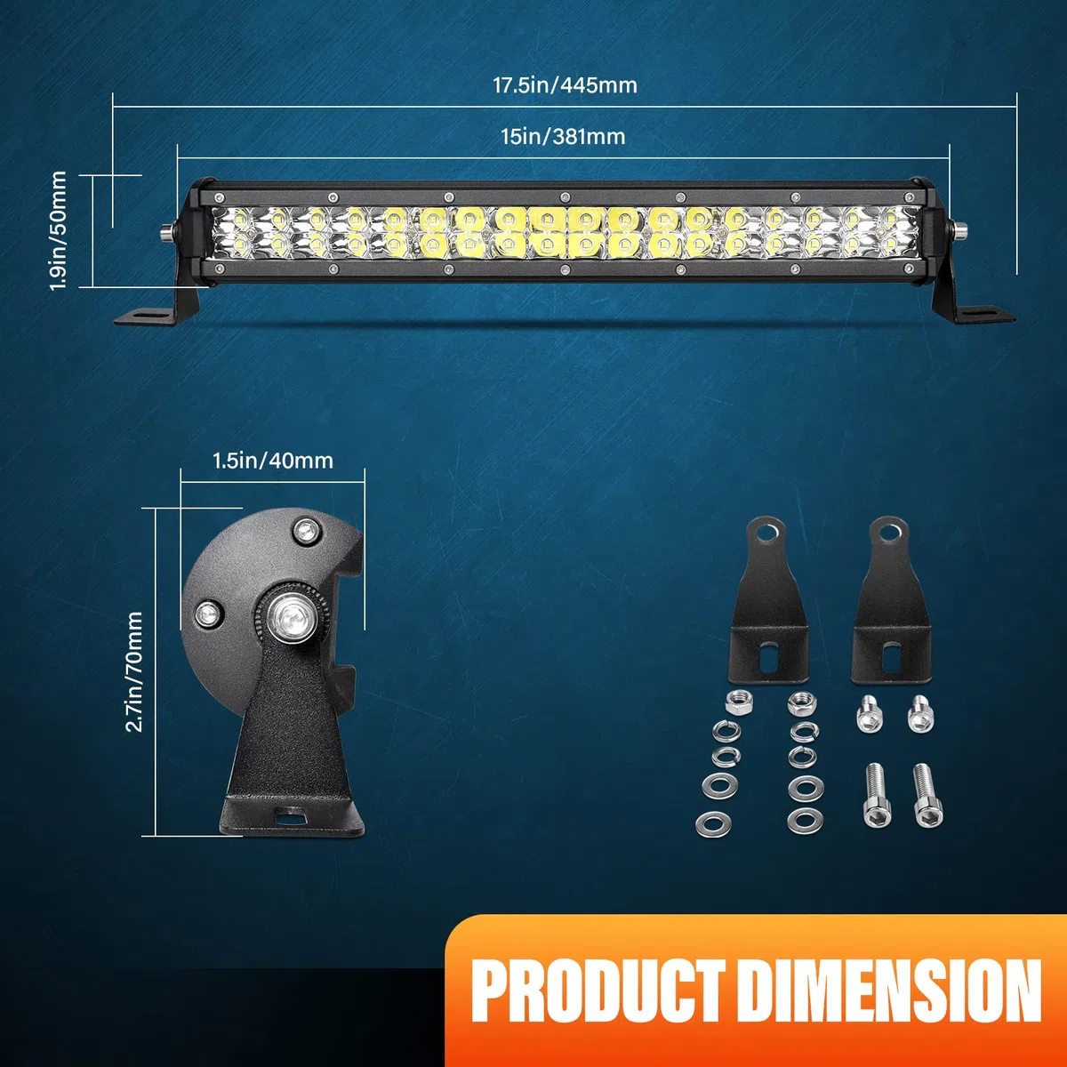 Willpower Barra Led 38cm 15 Pulgadas 108W Barra de Luz LED Slim Unica Fila 12V 24V IP67 Impermeable Largo Alcance Faro Led Trabajo Focos Led 6000k para 4x4 Tractor Coche Camion Barco Offroad