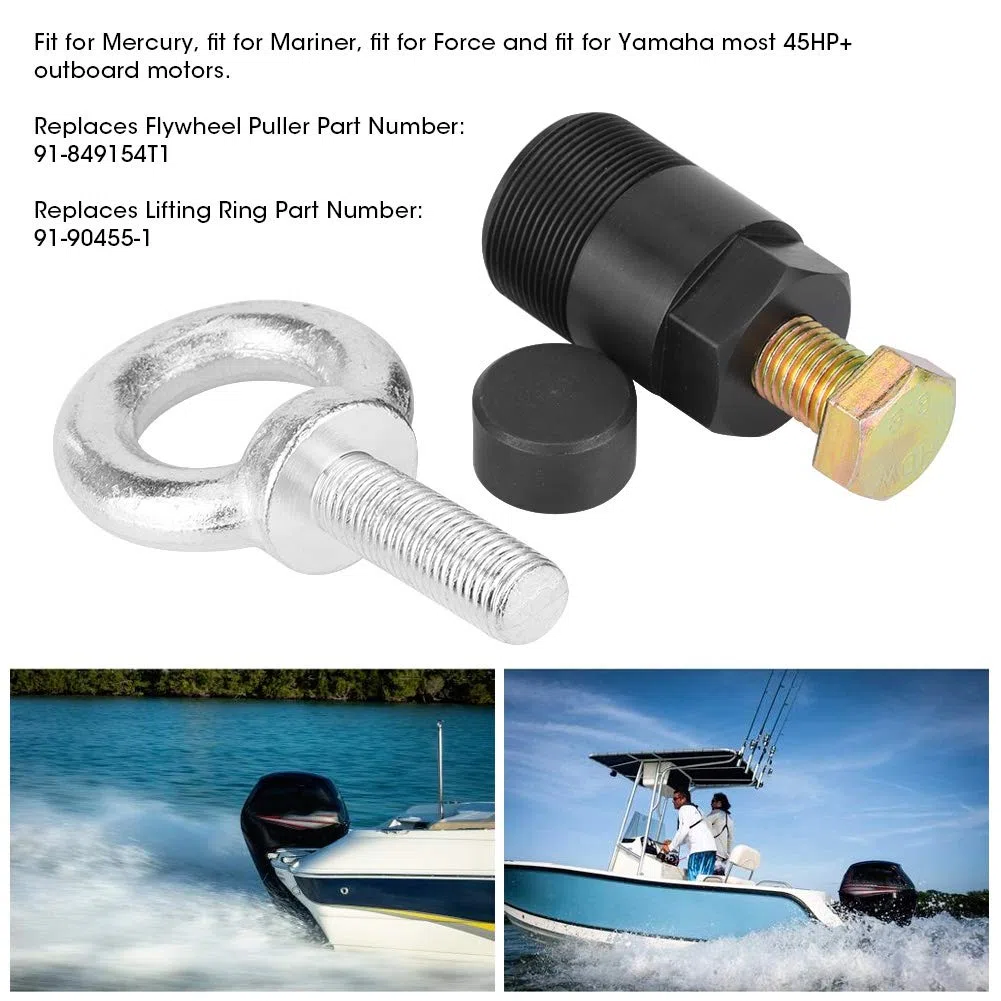 Aramox Extractor De Volante Y Anillo De Elevación Compatible con Motores Fueraborda Mariner Force + con Rosca /2 Pulgadas 16 TPI Incluye Protector De Cigüeñal 91 849154T1 Y Anillo