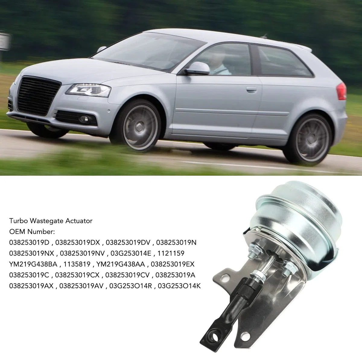 Actuador Turbo Wastegate Alta Sensibilidad Robusto Rendimiento Estable 03G253014E para A3 1.9 TDI Kit Completo de Turbocompresor Turbo, con Actuador Wastegate