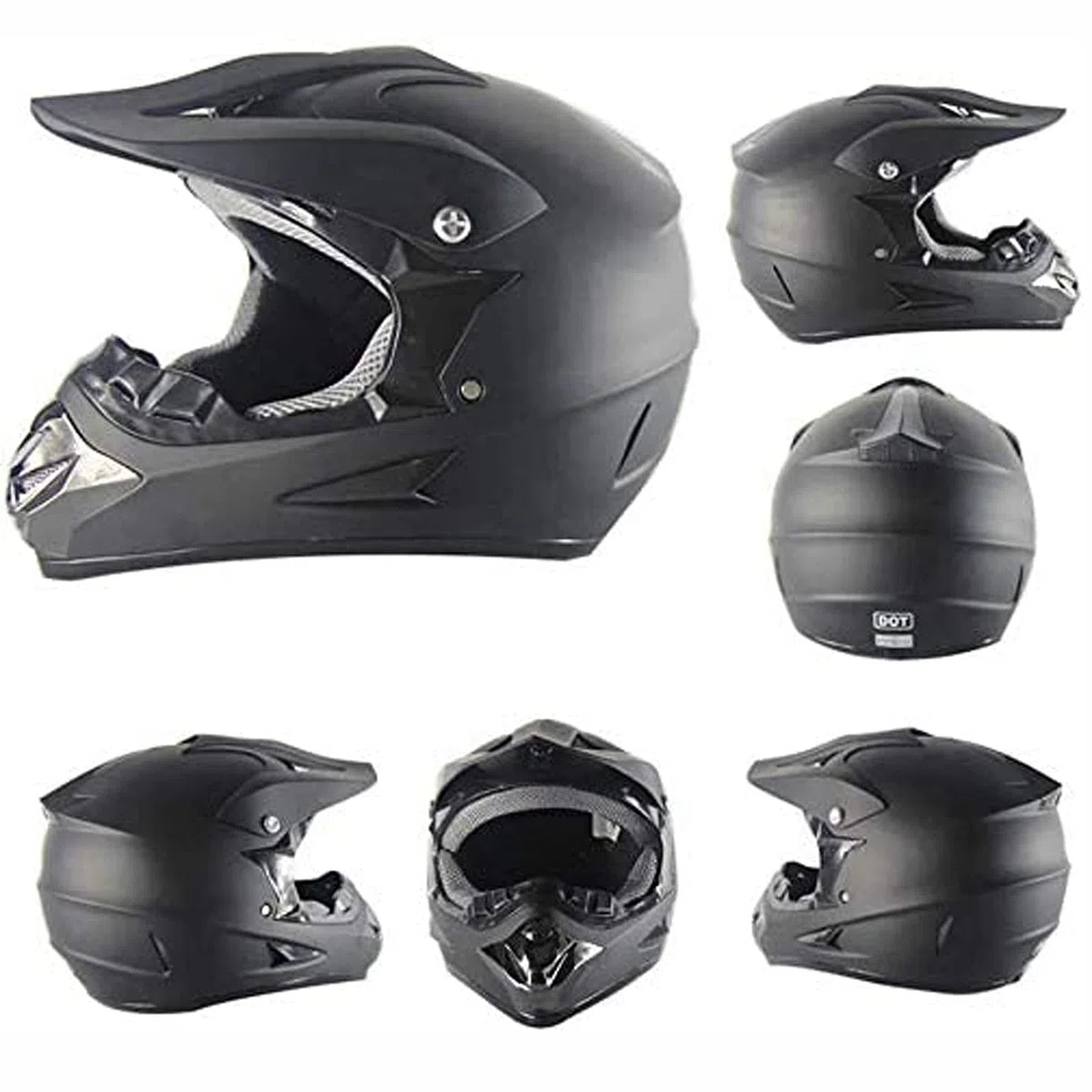 Casco de Moto Negro Mate,Casco Cross with Gafas Guantes Máscara a Prueba de Viento Casco Descenso Incluye 4 Tamaños de Forro de Casco