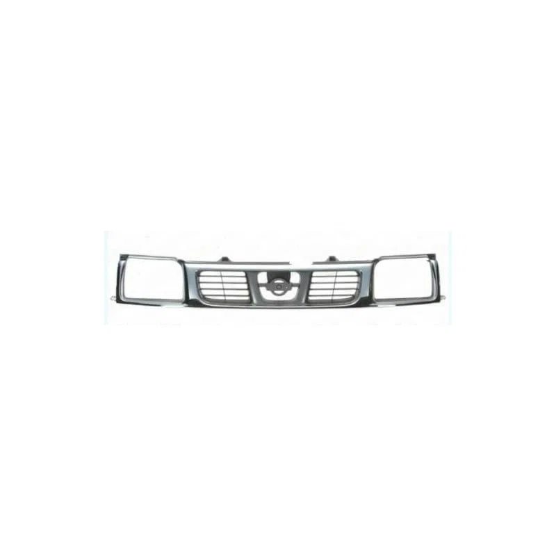 Rejilla calandra delantera gris y cromada compatible con Nissan Navara D22 1998-2002