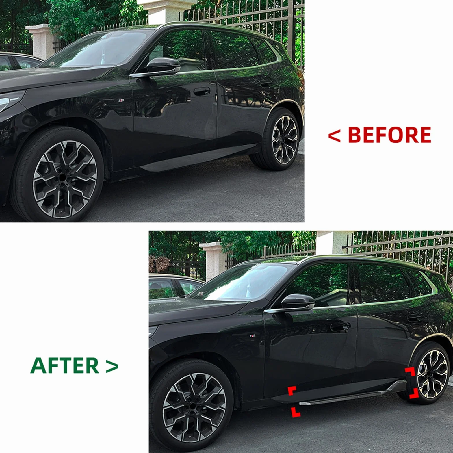 Panel de extensión de faldón lateral de coche para BMW X3 G45 G48 M Sport 2024 2025, aspecto negro/carbono
