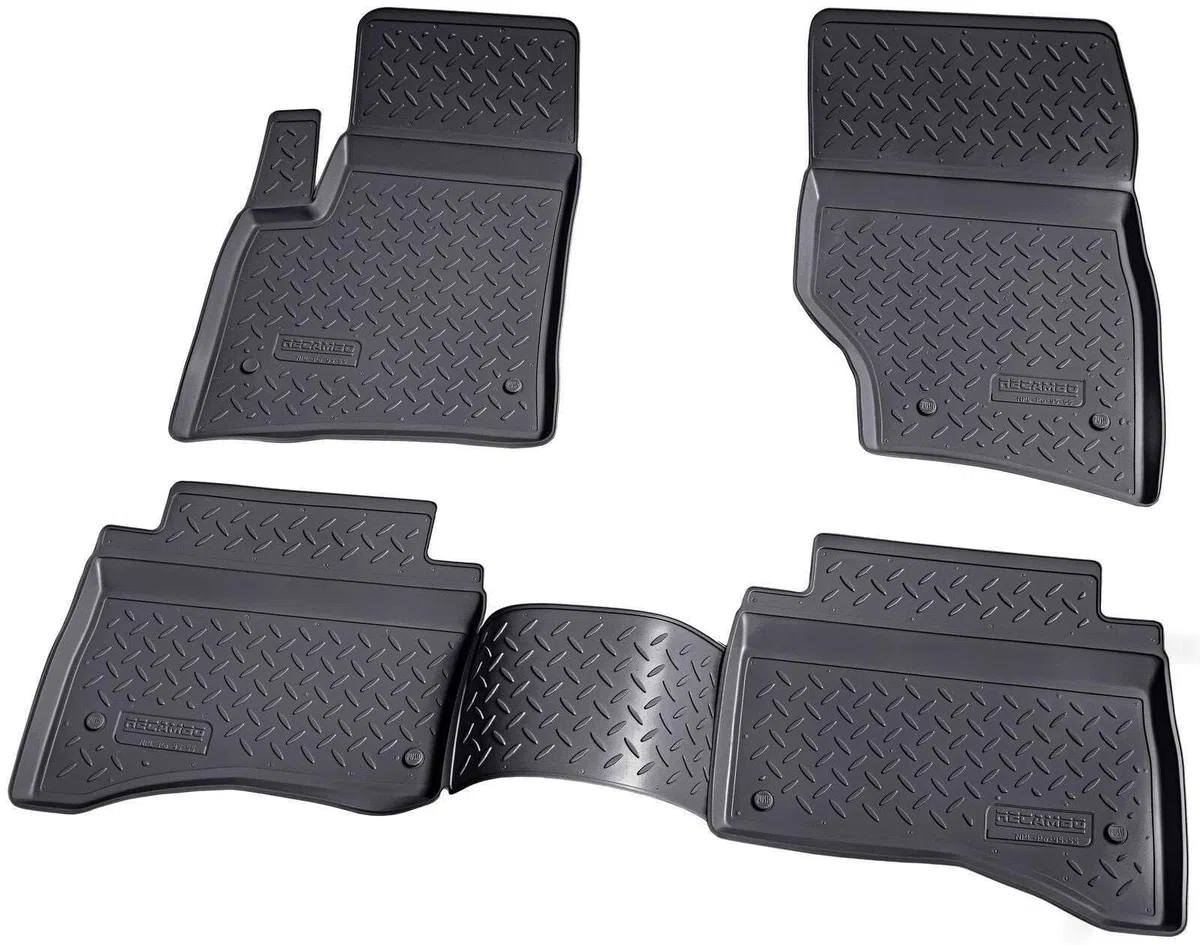 Recambo Juego de Alfombrillas de Goma y Bandeja para Maletero para VW Touareg I | Tipo 7L | 2002 2010 100% Alfombrillas para Coche y Maletero de TPE Antideslizante Negro