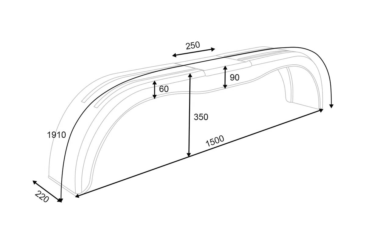 DOMAR Juego de Dos Guardabarros Doble tándem para Remolque 13 y 14 Pulgadas Paso de Rueda Plano de plástico 1500 x 220 mm Protector antibarro carrocería vehículos Ligeros