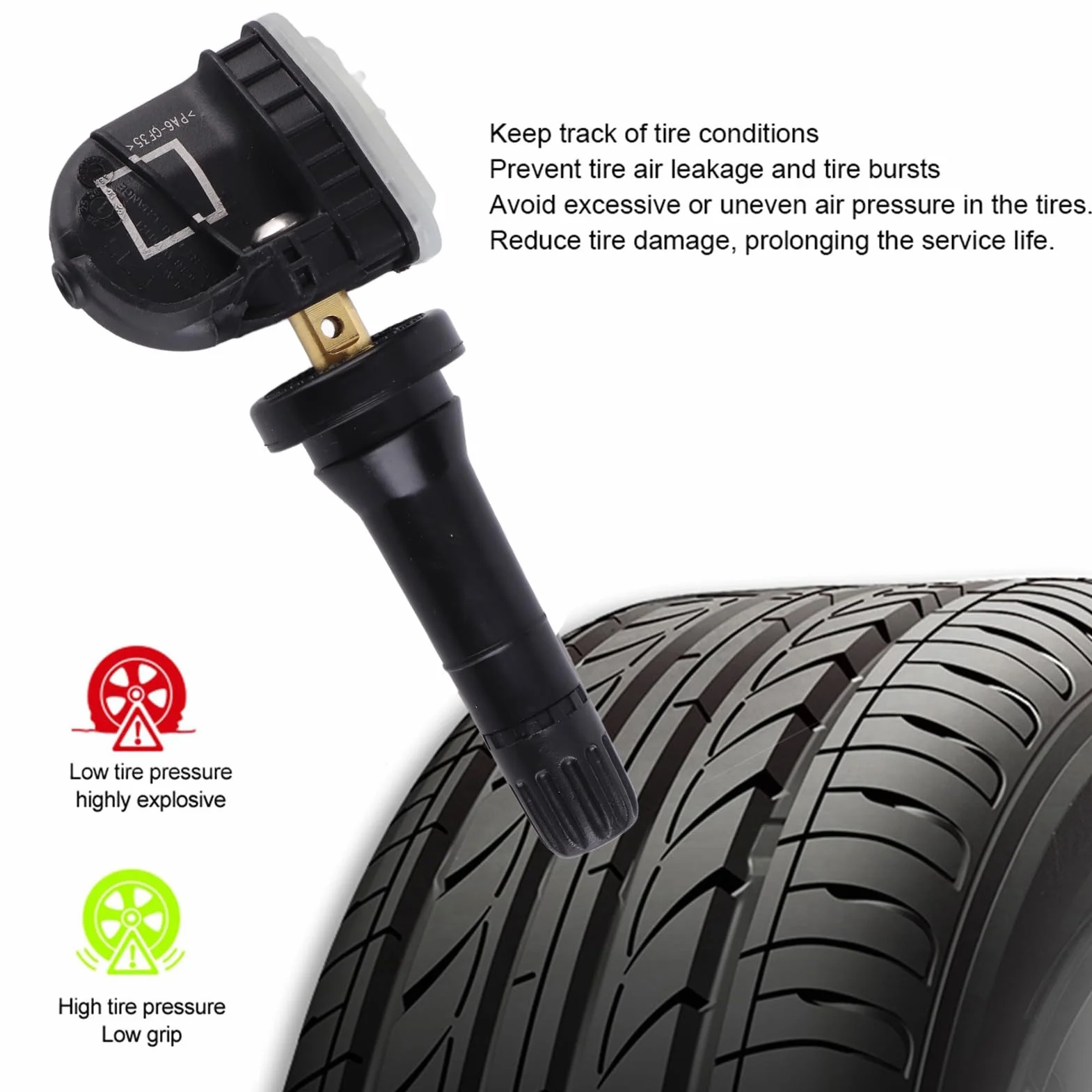 Akozon Sensor de Presión de Neumáticos, 4 Sensores de Control de Presión de Neumáticos TPMS 2036832 para Ecosport/para Fiesta/para Focus