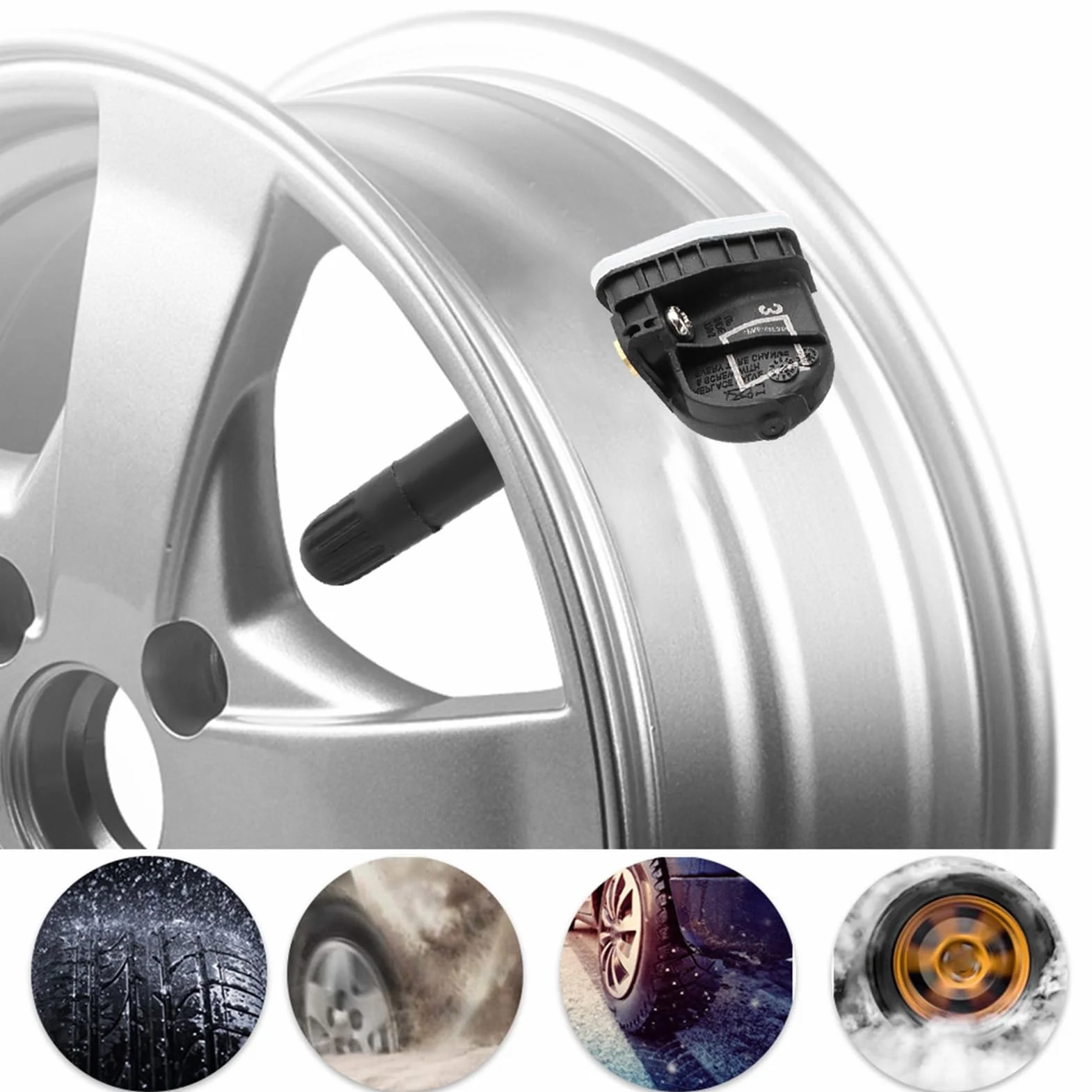 Akozon Sensor de Presión de Neumáticos, 4 Sensores de Control de Presión de Neumáticos TPMS 2036832 para Ecosport/para Fiesta/para Focus