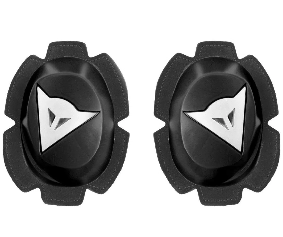 Dainese - Pista Knee Slider High Durability, Rodilleras de Poliuretano para Moto, Resistencia Superior y Mayor Durabilidad, Deslizador de Motociclismo de Carreras, Negro/Blanco
