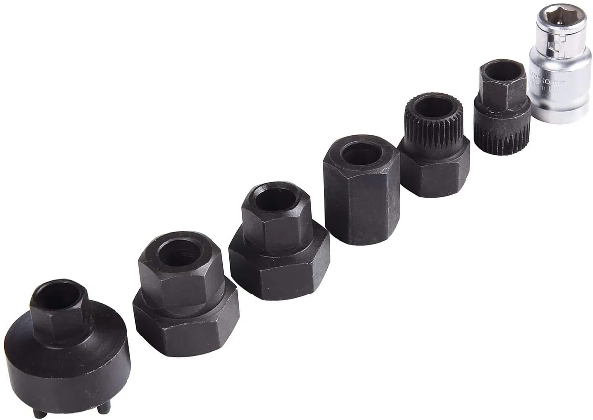 JOMAFA 18 Piezas Herramientas de Polea de Alternador 12.5 mm 1/2" Puntas para Alternador Llave Adaptador Para alternadores de Vehículos. Juego De Llaves y Puntas Para Quitar y Montar Alternador