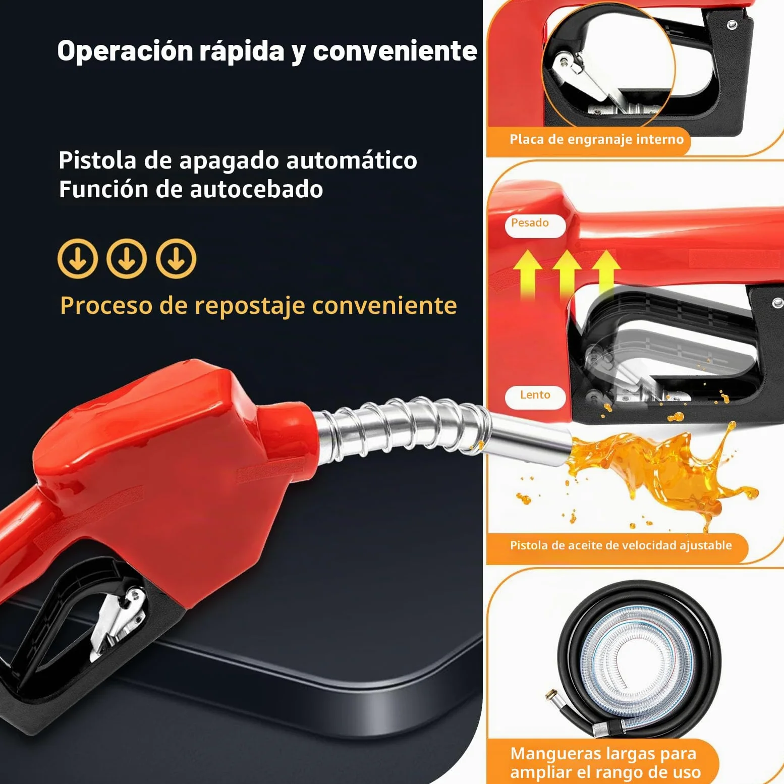 Bomba diésel autocebante de 550 W, biodiésel, bomba de aceite para calefacción con pistola y 2 mangueras, 60 l/min, 220 V