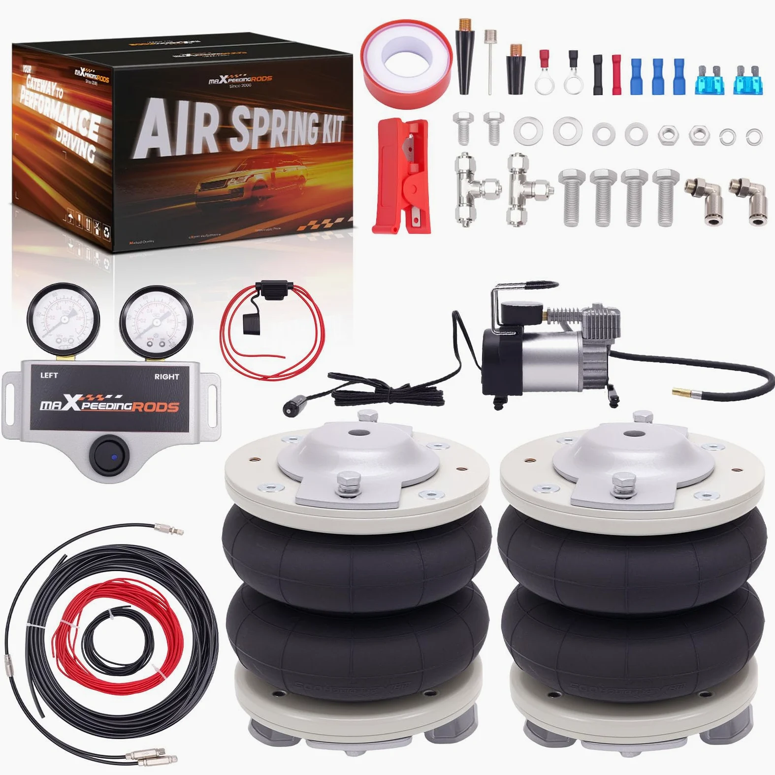 maXpeedingrods Kit de 2 suspensiones neumáticas + compresor de 12 V para Fiat Ducato, para Citroën Relay y para Peugeot Boxer