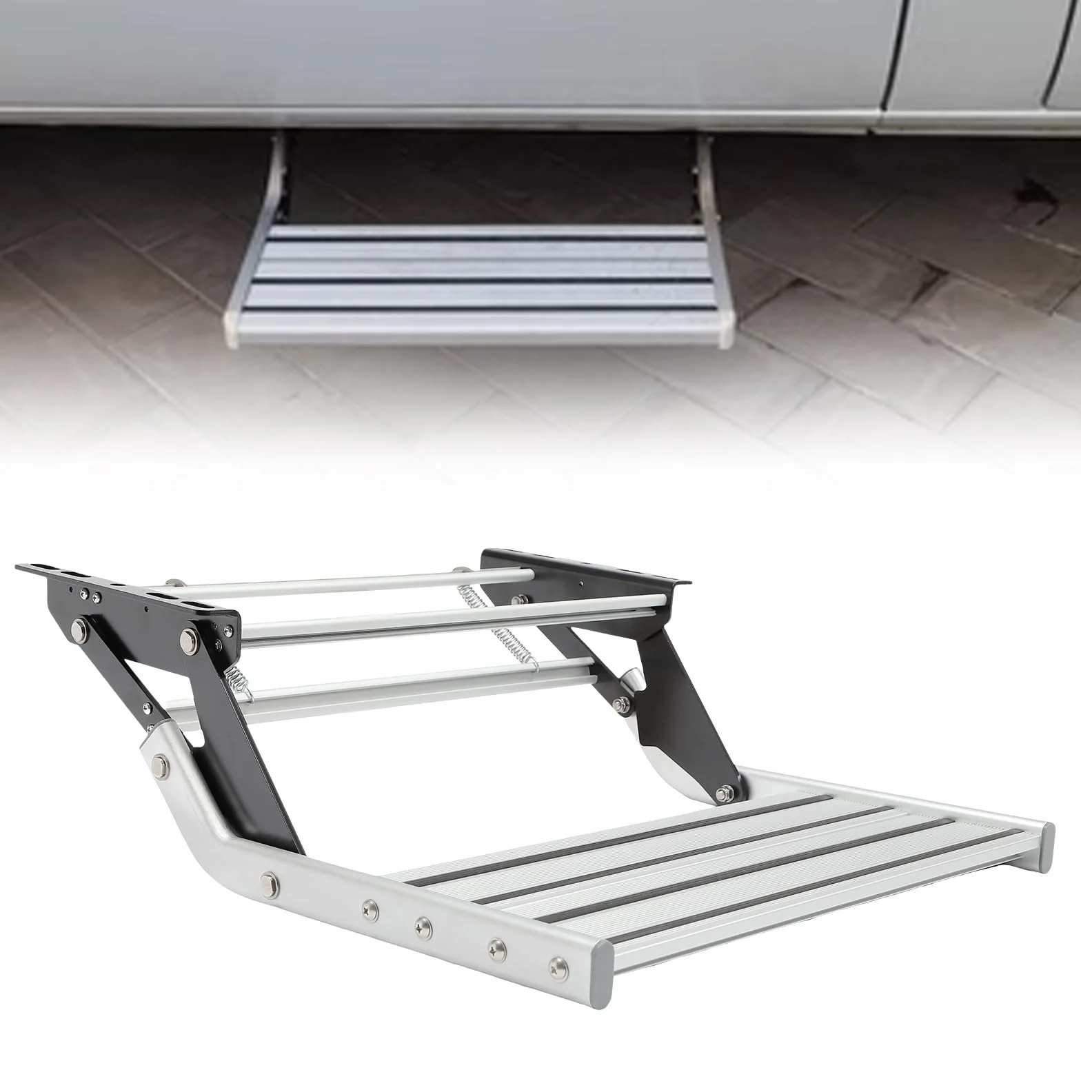 Entrada manual, plegable de aleación de aluminio, paso de autocaravana, escalón, camping, entrada, para caravanas, autocaravanas, camiones, 54 x 45,5 x 15 cm