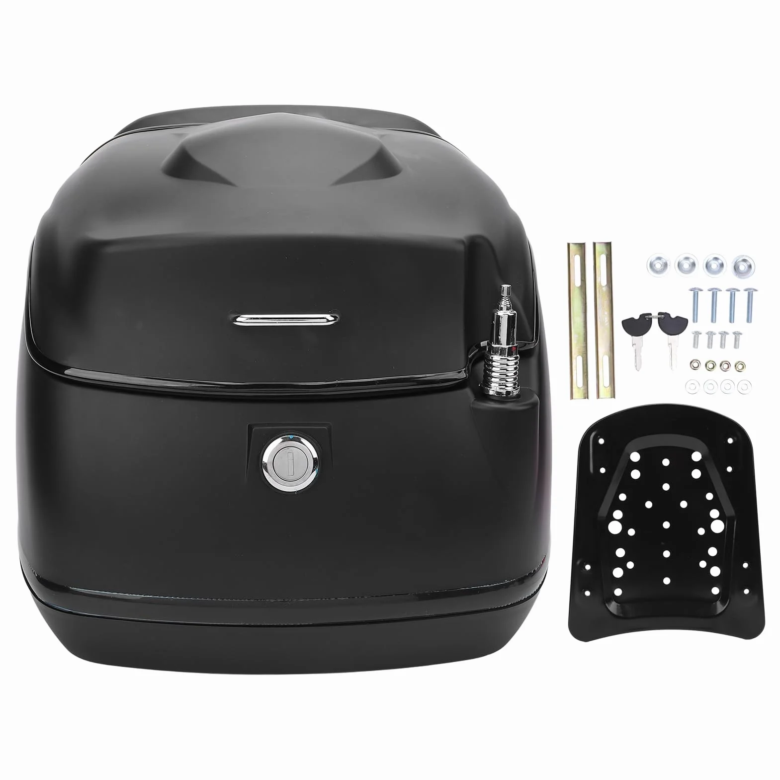 ANGGREK Baúl para Moto de 38L, Diseño Retro, Resistente Al Agua, Gran Capacidad para Moto y Patinete Eléctrico (Gold) (Gold) (Black)