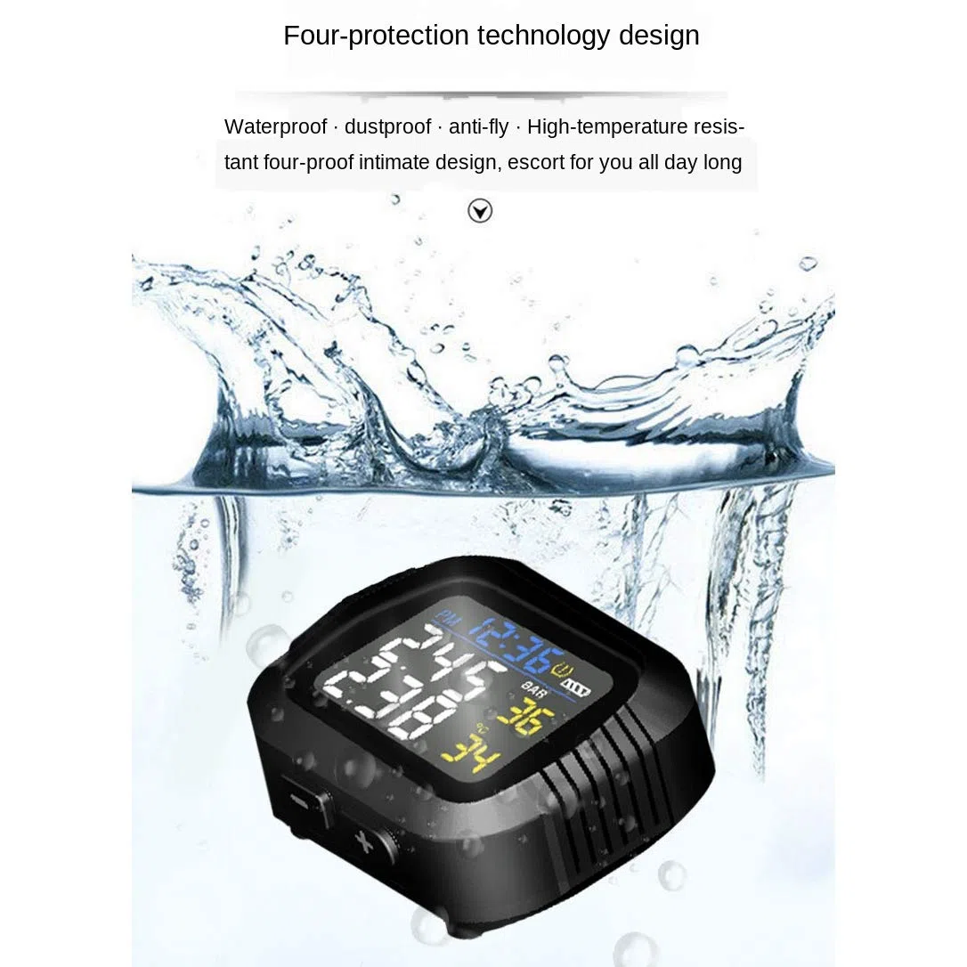 de Monitoreo de PresióN de NeumáTicos en Tiempo Real para Motocicletas a de Agua Pantalla LCD InaláMbrica Sensor Externo TPMS