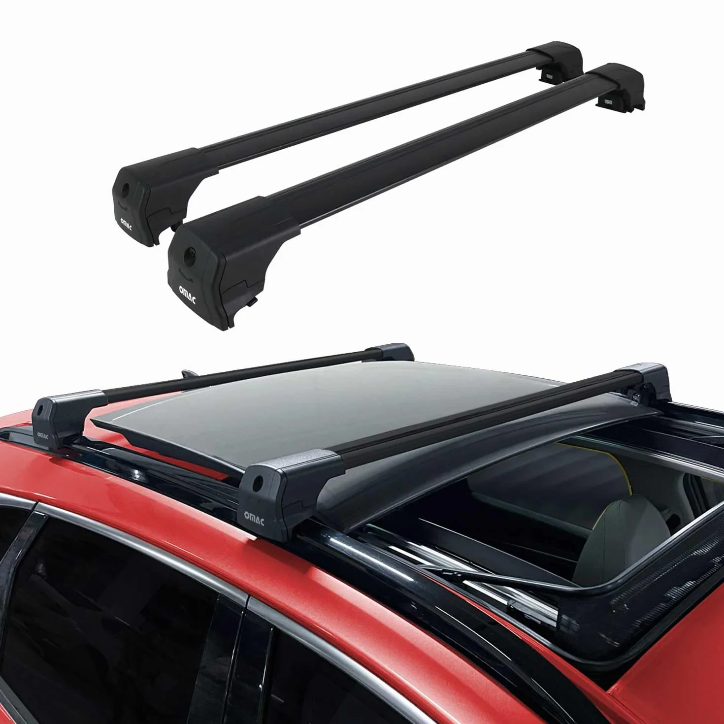 OMAC Barras de Techo Transversales de Aluminio para Jeep Compass 2017-2025 – City Crash – ISO/Pas 11154