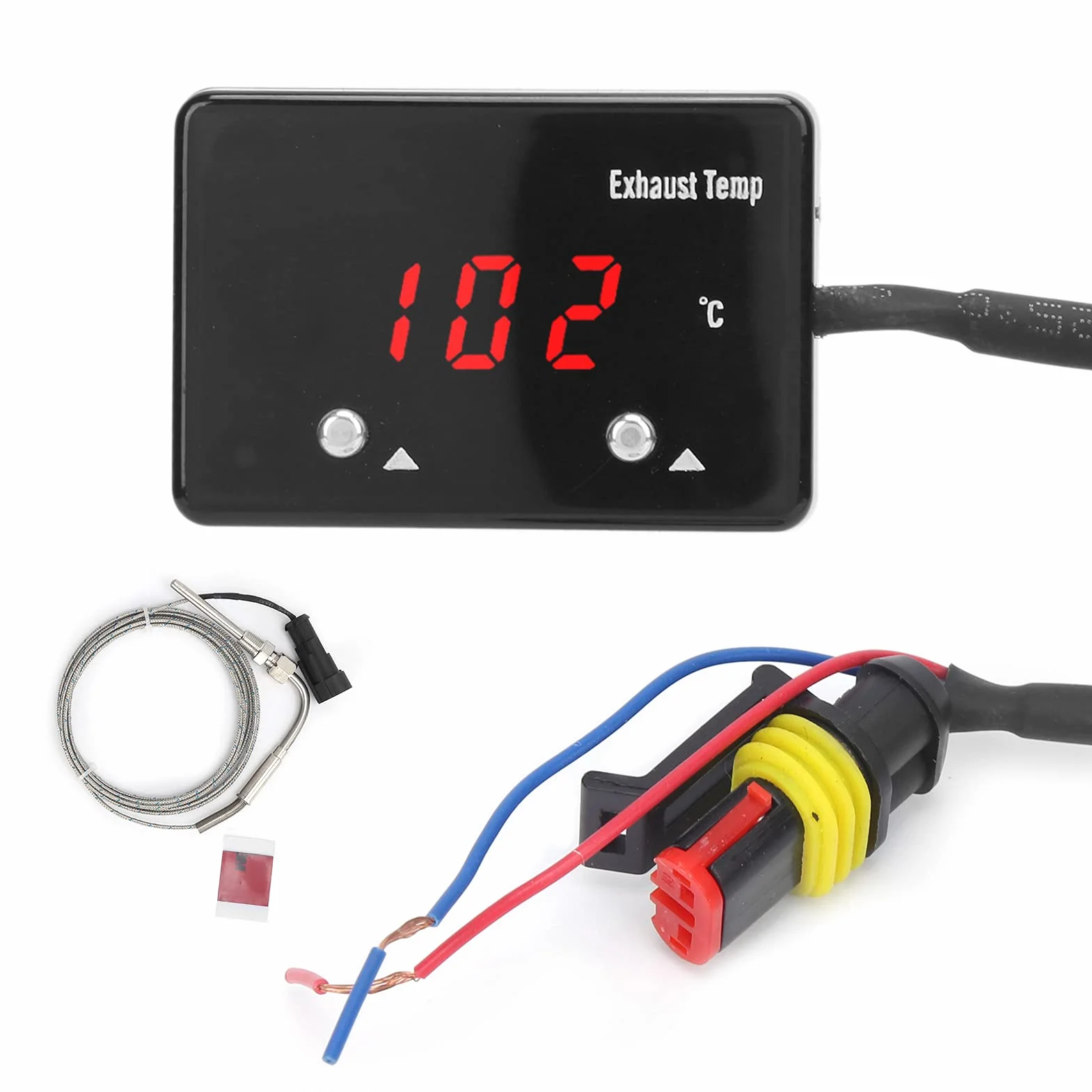 Medidor EGT Medidor de Temperatura de Gases de Escape Pantalla LED Digital 0-1000 ℃ con Conector de Nivel de Advertencia Ajustable para Vehículos de 12 V
