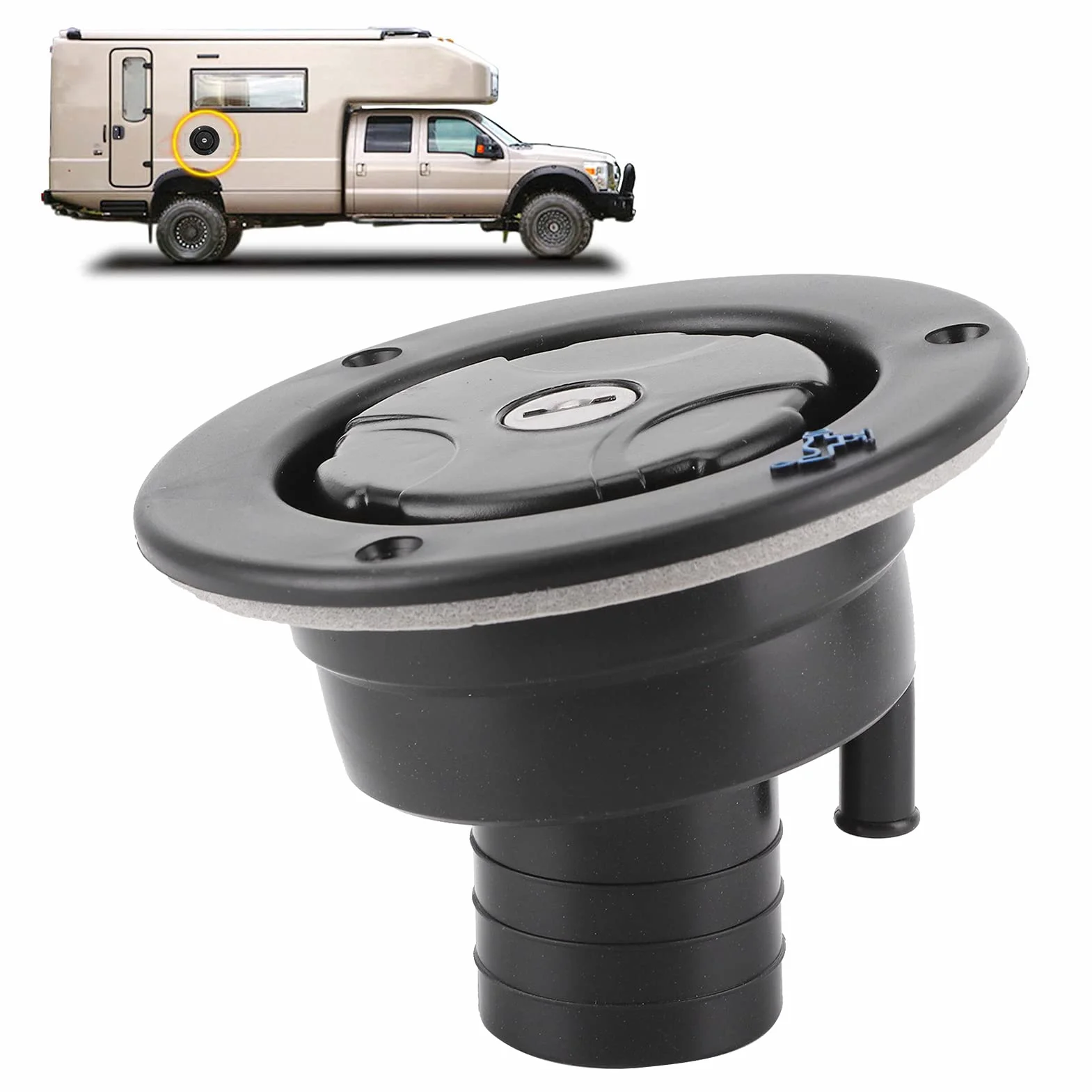 Llenado de agua RV, tapa de llenado de agua con cerradura Puerto de llenado de agua Entrada de agua por gravedad con 2 llaves para caravana RV para autocaravana
