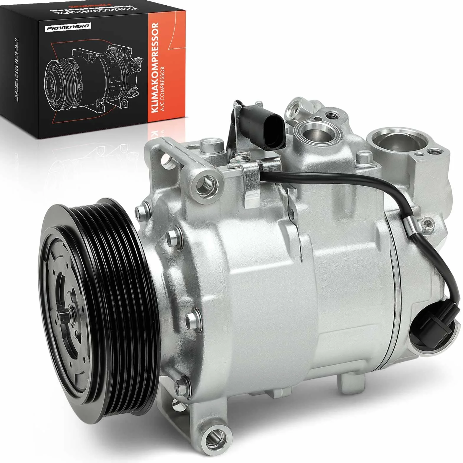 Frankberg Compresor de aire acondicionado con embrague Compatible con Fabia II 542 A3 8P1 A6 Allroad 4FH C6 Ibiza IV 6J5 6P1 Leon 1P1 Replace# 1K0820803Jincl. aceite premezclado