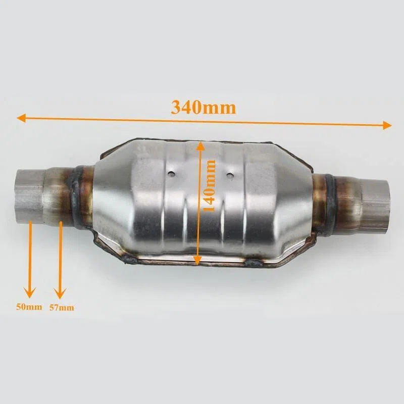 Convertidor catalítico universal ovalado EURO 4 de 50mm y 57mm for catalizador cerámico de 400 celdas de 2 piezas