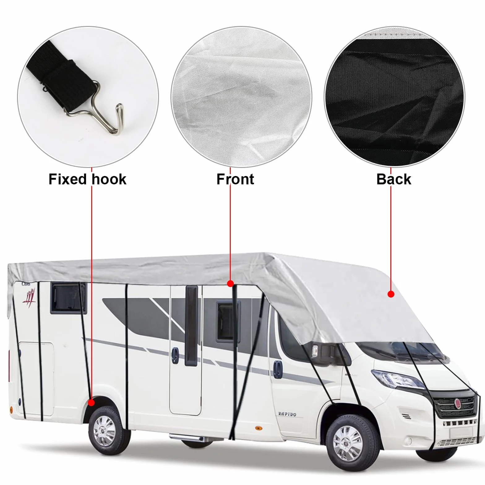 Funda de techo de protección para camping coche, 210D impermeable lona de caravana 8,5 x 3 metros/28 x 10 pies, lona de protección de techo para caravanas (8,5 x 3 m/334 x 118 pulgadas)