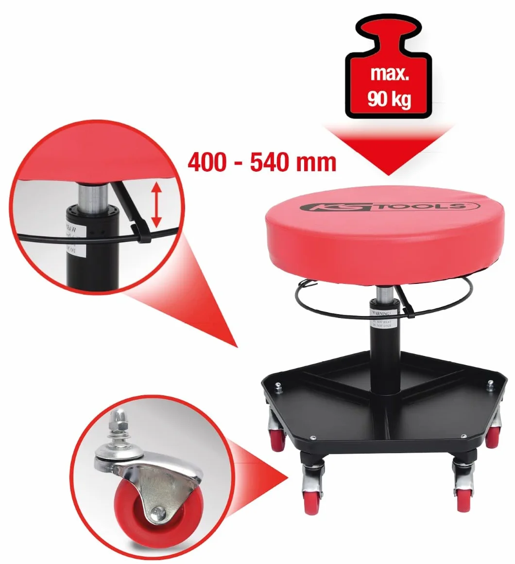 KS Tools 500.8030 - Taburete giratorio de taller (tamaño: 565 x 375 x 145 mm)