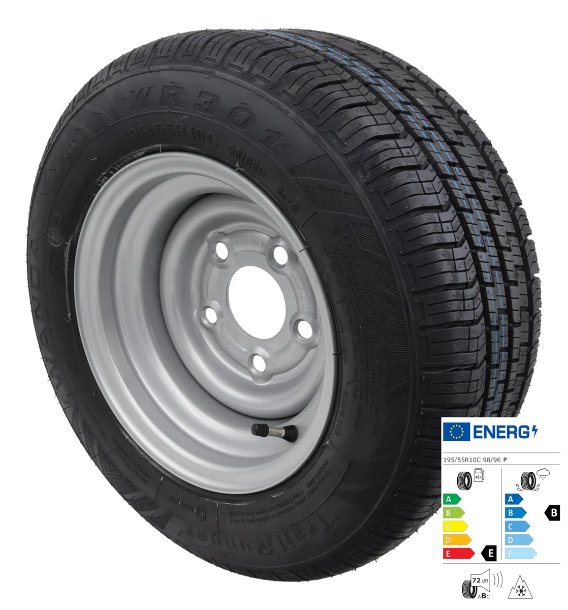 Rueda completa 195/55 R 10C 98/96N LK112x5 Neumático de remolque M+S 195 55 R10C Rueda de remolque Neumático 112 x 5