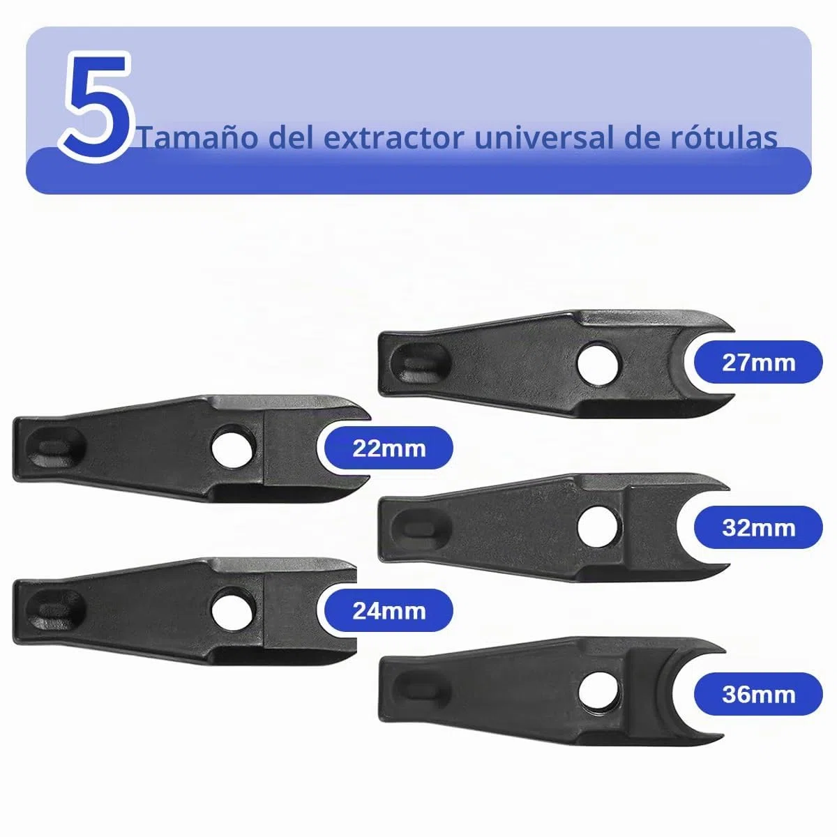 JAOGAUS Kit de Separador de Rótula, Extractor de Rótula de Alta Resistencia, Juego Herramienta para Separar Rótulas Dirección, 5 Tamaños de Horquillas (22mm 24mm 27mm 32mm 36mm)